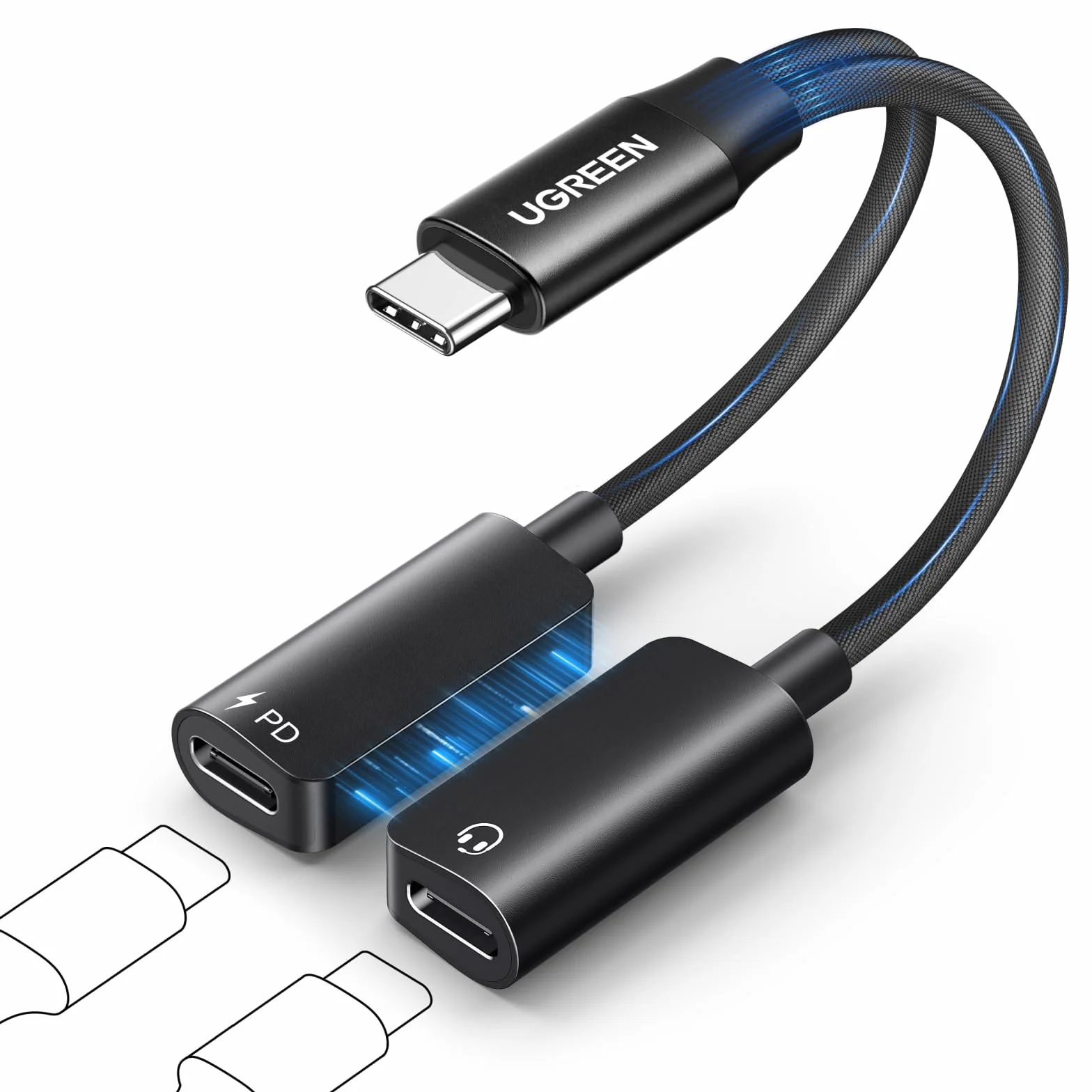 UGREEN Adattatore USB C a USB C 2 In 1 PD 60W Carica Rapida Magnetico 96Khz 24Bit Compatibile con iPhone 17 Pro Max Air iPad Galaxy S25 24 MacBook Air Pro PS5 4 Xbox