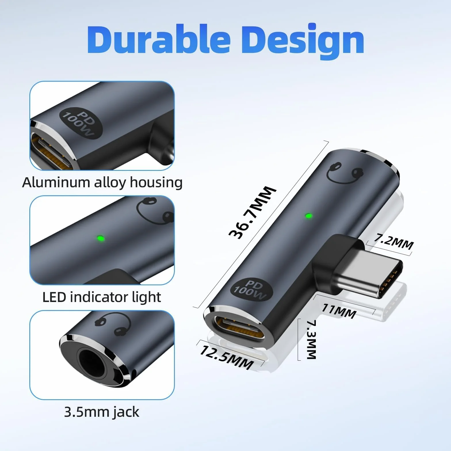 Adattatore per cuffie USB-C – 2 in 1 Ricarica Rapida da 100W e Adattatore Audio da 3.5mm per Telefoni e Dispositivi di Tipo C