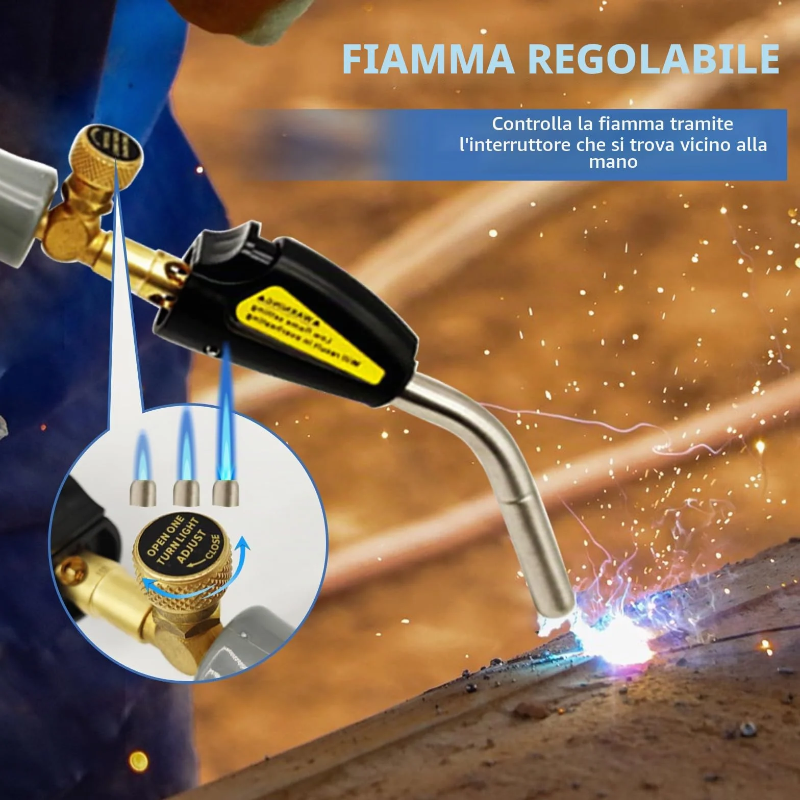 MAPP Torcia a propano CGA600 brasatura testa a gas tubo 1,2 m innesco automatico