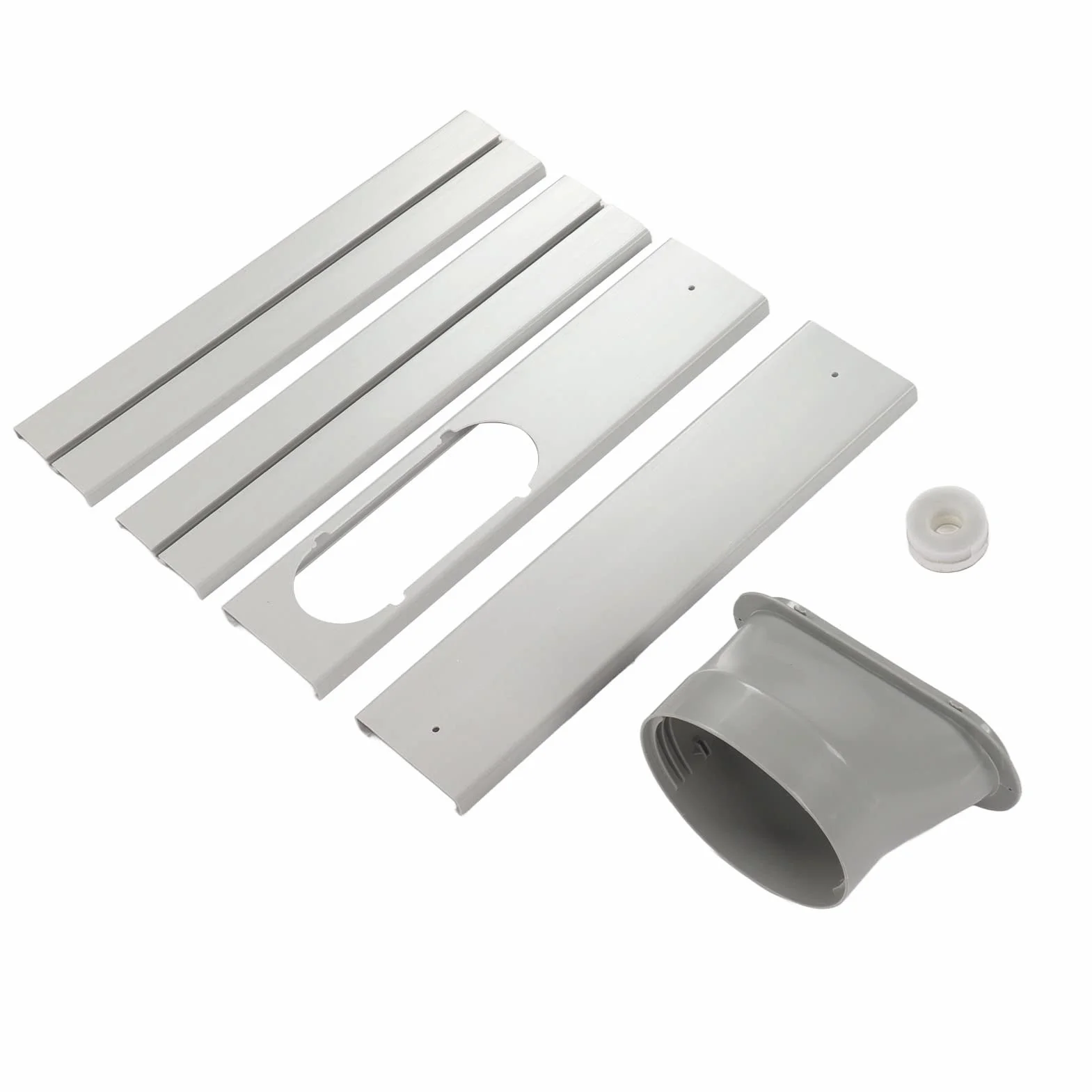 Kit Finestra per Condizionatore Portatile Regolabile 43-140cm con Adattatore 130mm PVC Include 4 Deflettori Viti e Striscia Fissa