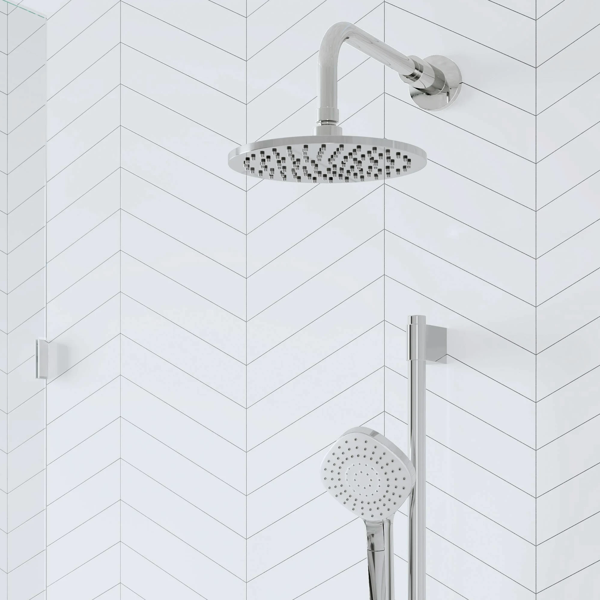 Ideal Standard Idealrain Soffione doccia a pioggia, soffione doccia a risparmio idrico in metallo di alta qualità, attacco universale G-1/2, facile da pulire – Cromo (200x200x10 mm)