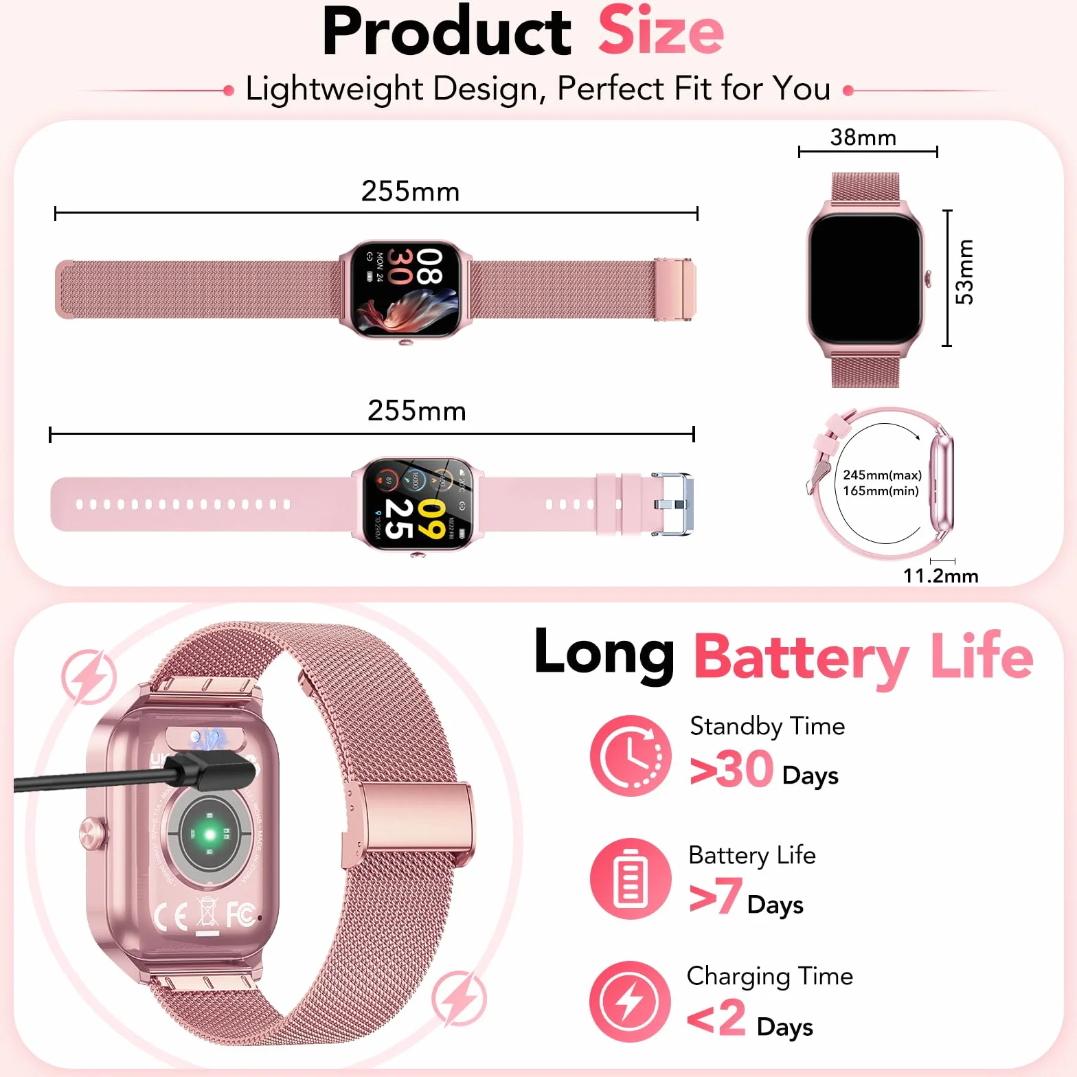 CASCHO Smartwatch Donna,1.85" HD Orologio Smartwatch con Chiamate Bluetooth e Assistente Vocale AI,120+ Sportive con Contapassi/Sonno/Cardiofrequenzimetro, Smart Watch per iOS Android, 2 Cinturini