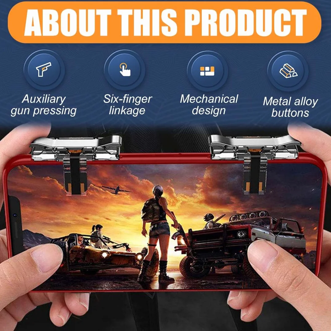 Joystick per Telefono, Triggers 6 Dita Joystick Controller, Dita Trigger di Gioco Mobile per Joystick Grilletti L1R1 L2R2 Phone Triggers Controller Pulsante Meccanico Fisico
