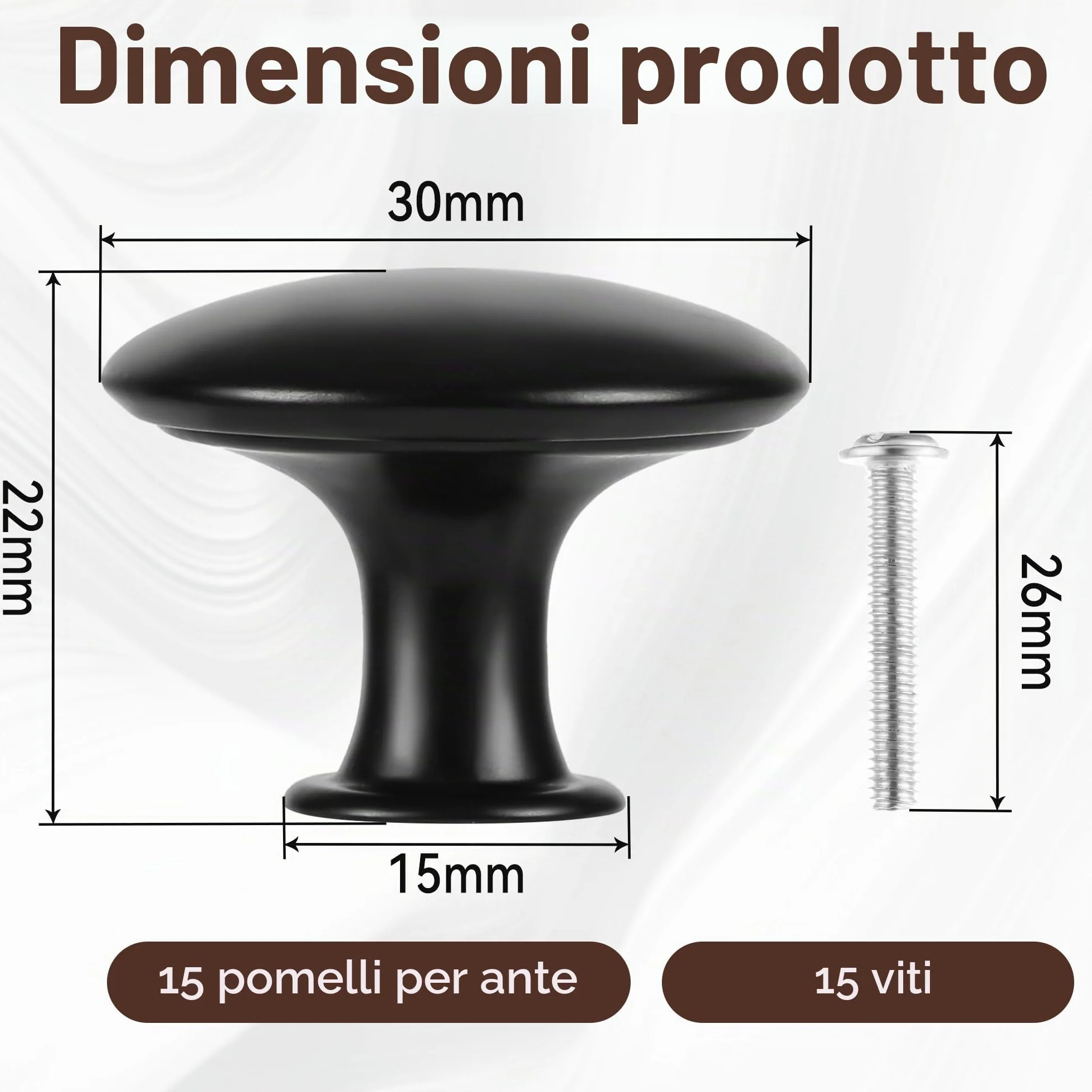 Vortix 15 pezzi Pomelli per Mobili Vintage Maniglie Armadio Cucina Metallo Cassetti Comò