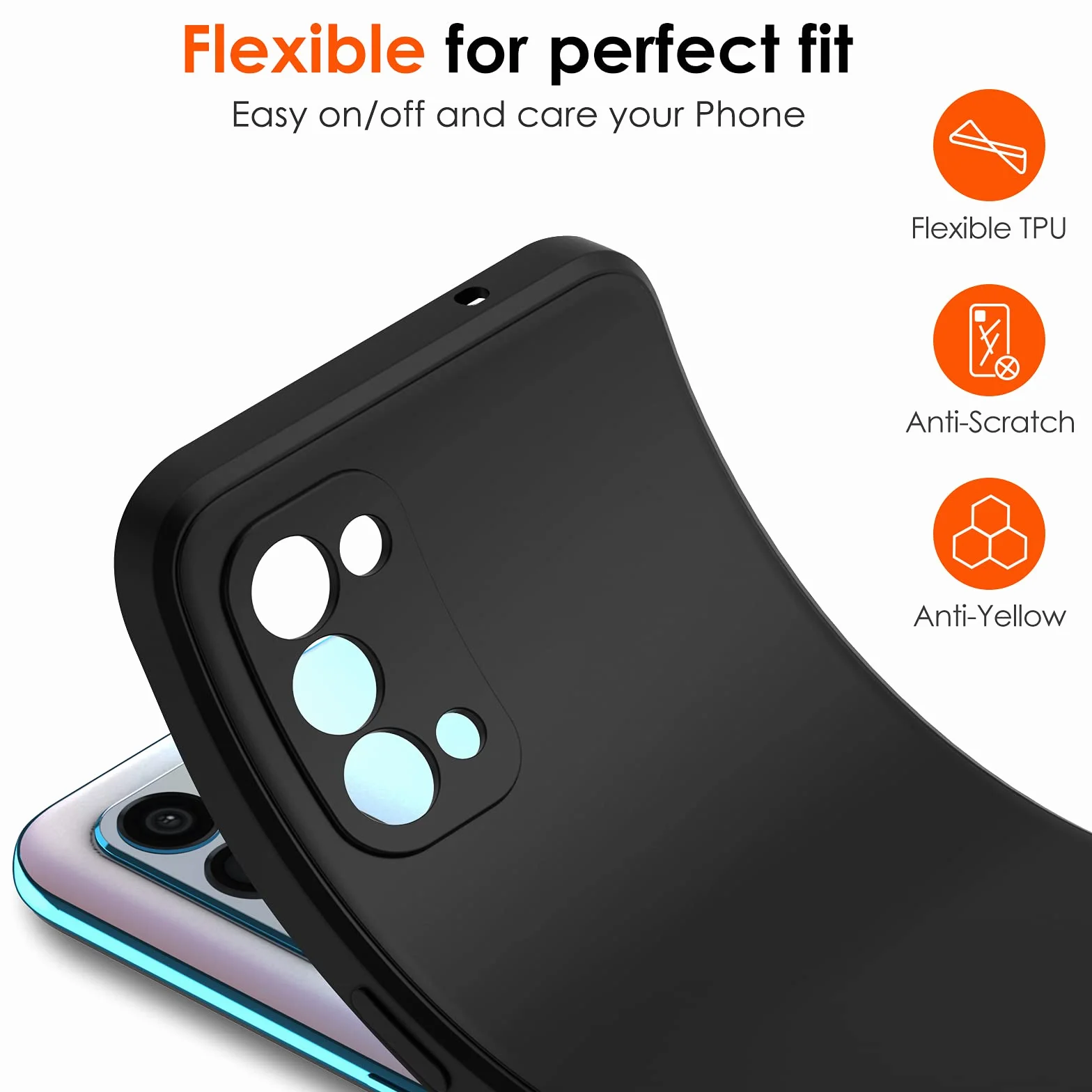 iVoler Cover in Silicone per Oppo Find X3 Lite con Protezione Della Fotocamera, Ultra Sottile Custodia in TPU Morbida Anti-Graffio Antiurto Protettiva Case, Nero