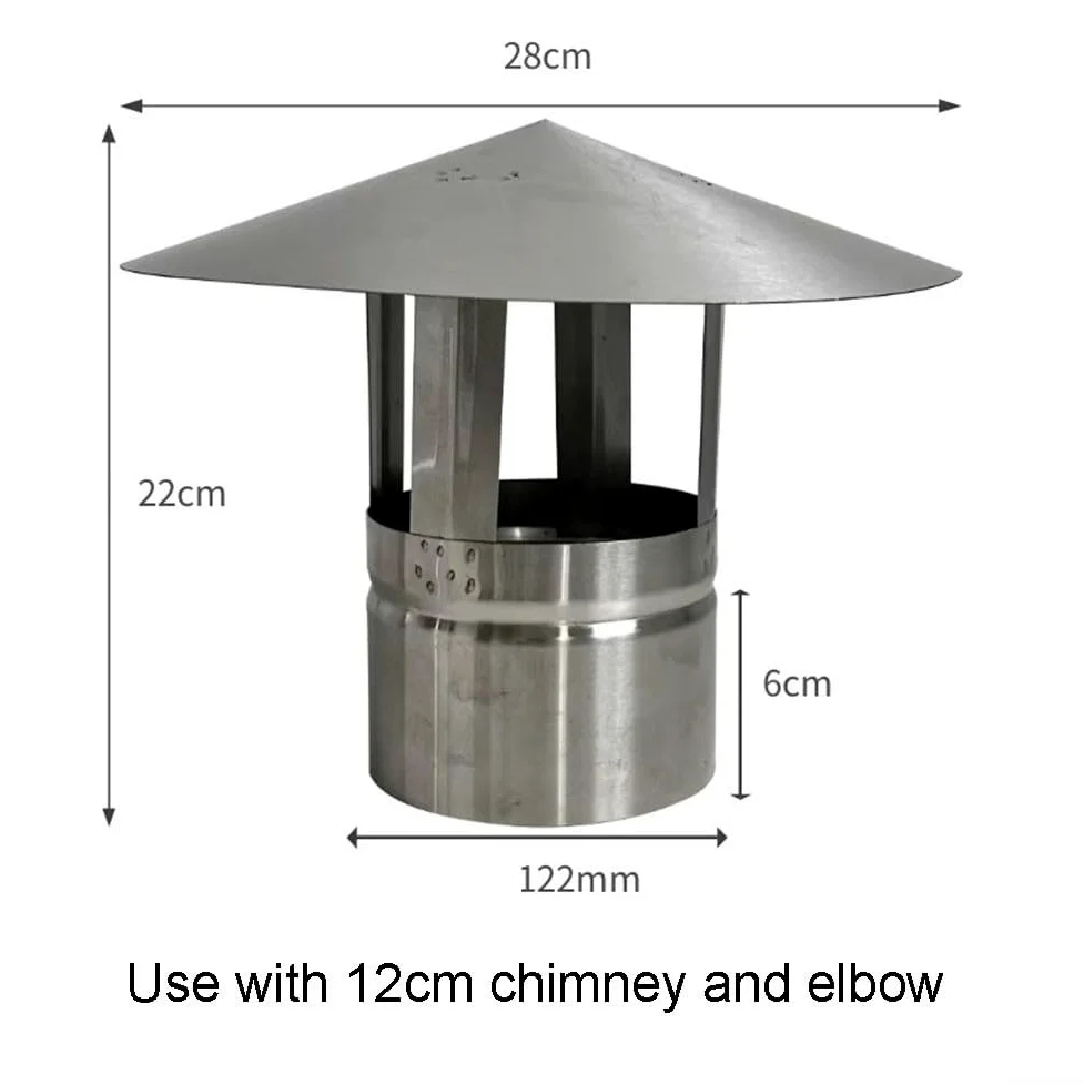 Tappo antipioggia for canna fumaria in acciaio inox | Molteplici dimensioni for camini da tetto e condotti for cappe: resistenza termica e protezione dalla pioggia