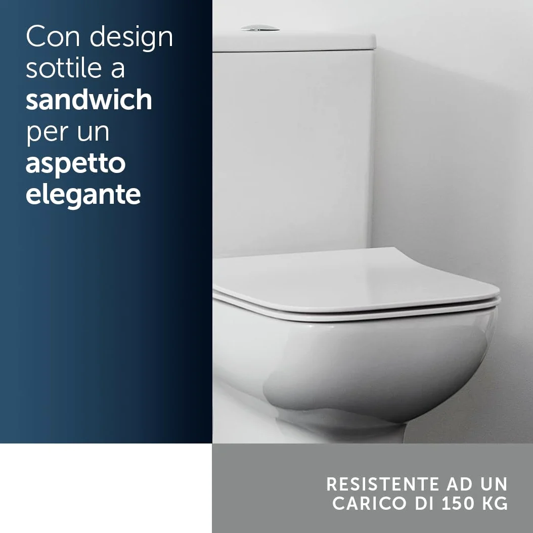 Ideal Standard i.life A sedile per WC, sottile, angolare – Bianco (Alpin)