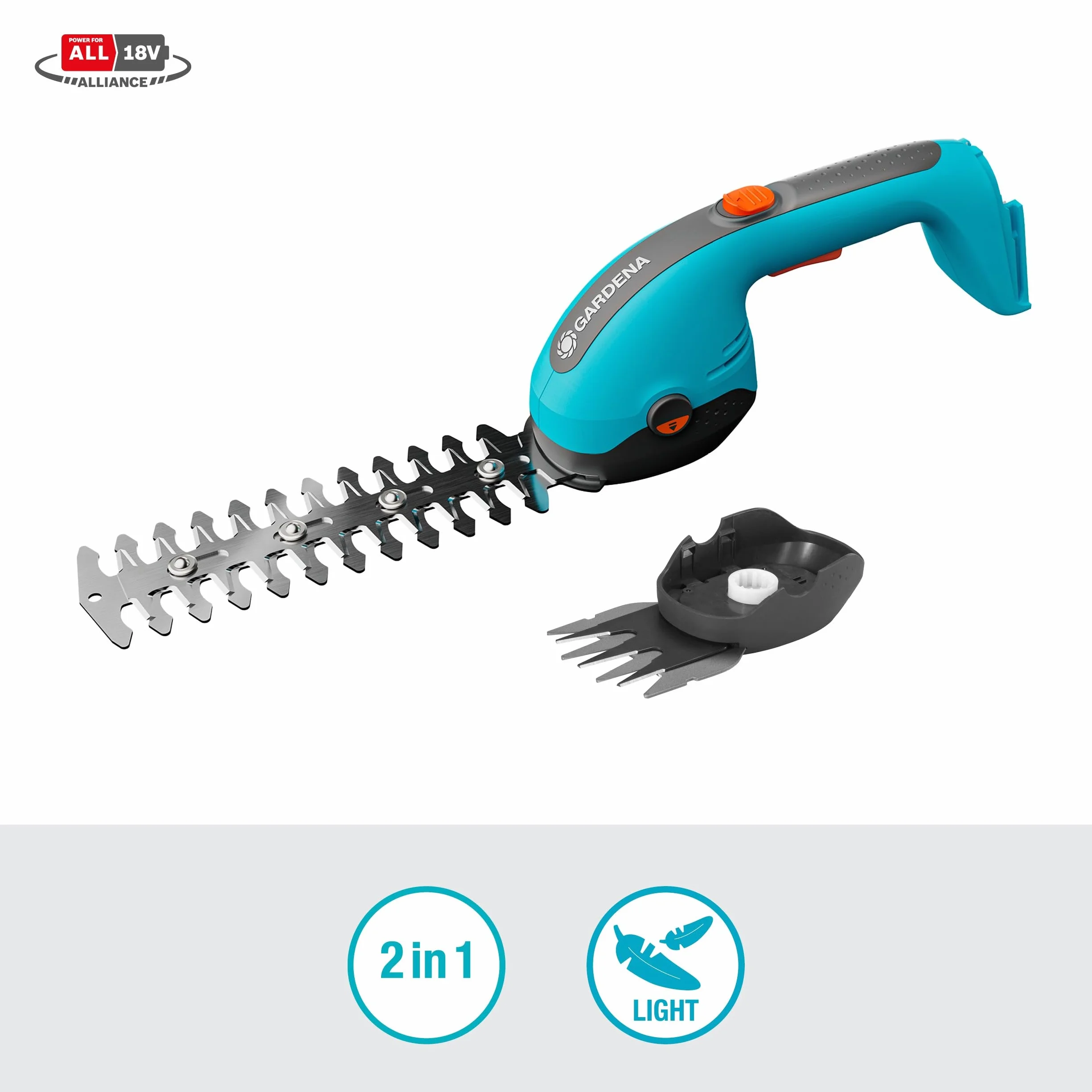 Gardena PowerCut 20/18V P4A Nozze Forbici a Batteria per Erba e Siepi, Lame Affilate Intercambiabili, Leggero