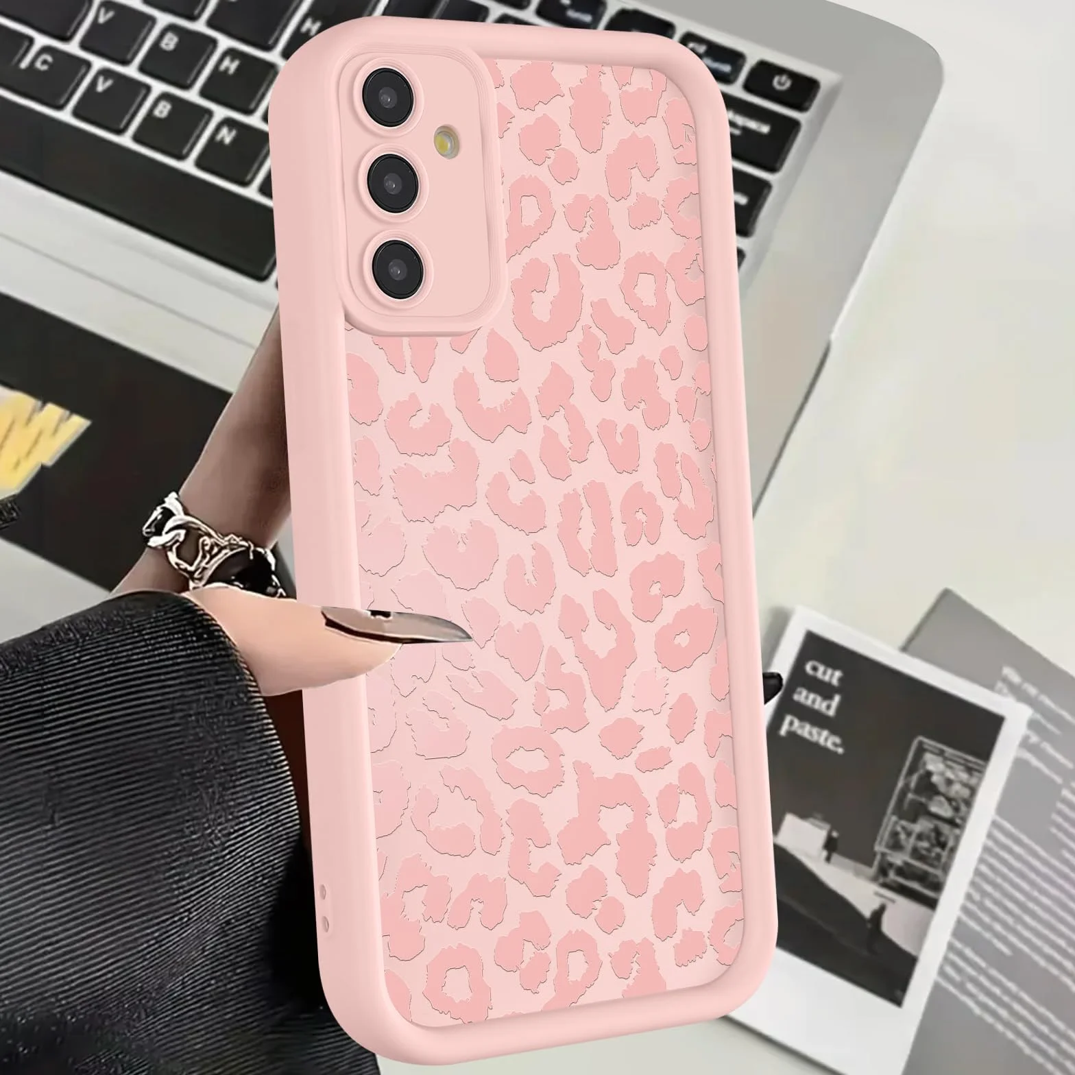 ZhuoFan Cover per Samsung Galaxy A26 5G 6,64”, Aesthetic Leopardata Motivo Custodia Rosa Opaca Ultra Morbida Sottile Leggera Silicone Antiurto AntiGraffio TPU Bumper Protettiva Case, 03