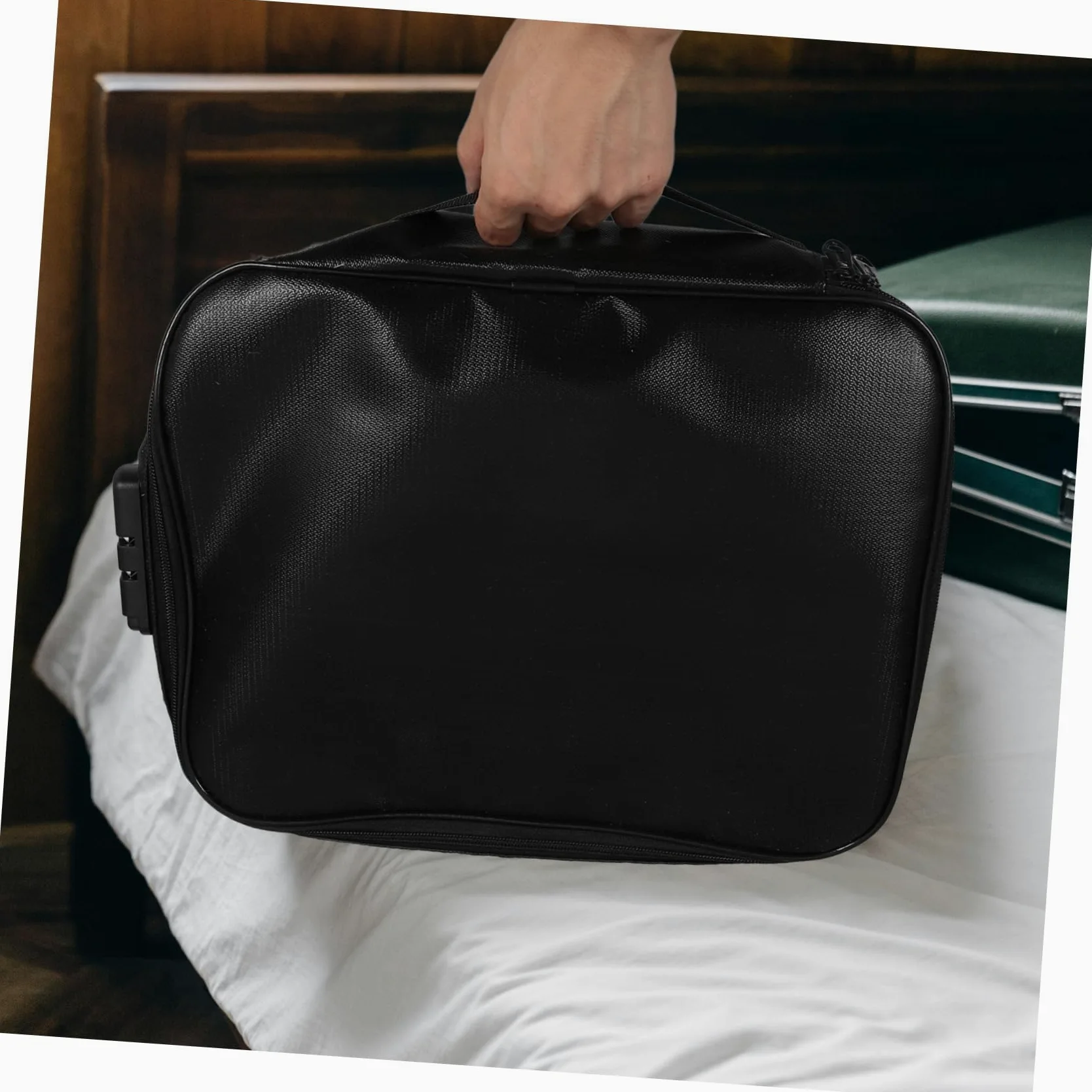 Sacchetto Ignifugo per Documenti Multi Strato in Fibra Nera | Uso Viaggio e Quotidiano, Design Elegante e Resistente, Organizer Portatile Chiusura Sicura