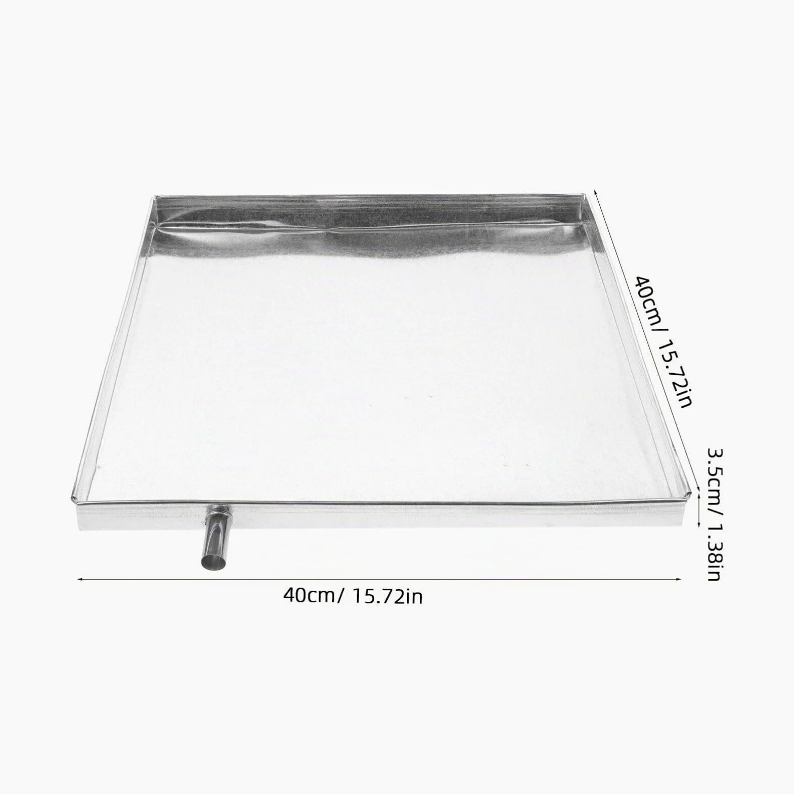 Jojofuny Vaschetta Raccolta Acqua Condizionatore in Acciaio Inox 15.75"X15.75"X1.38" Con Tubo Scarico E Clip Universale Per Unità Esterne Casa Protezione Anti Perdite