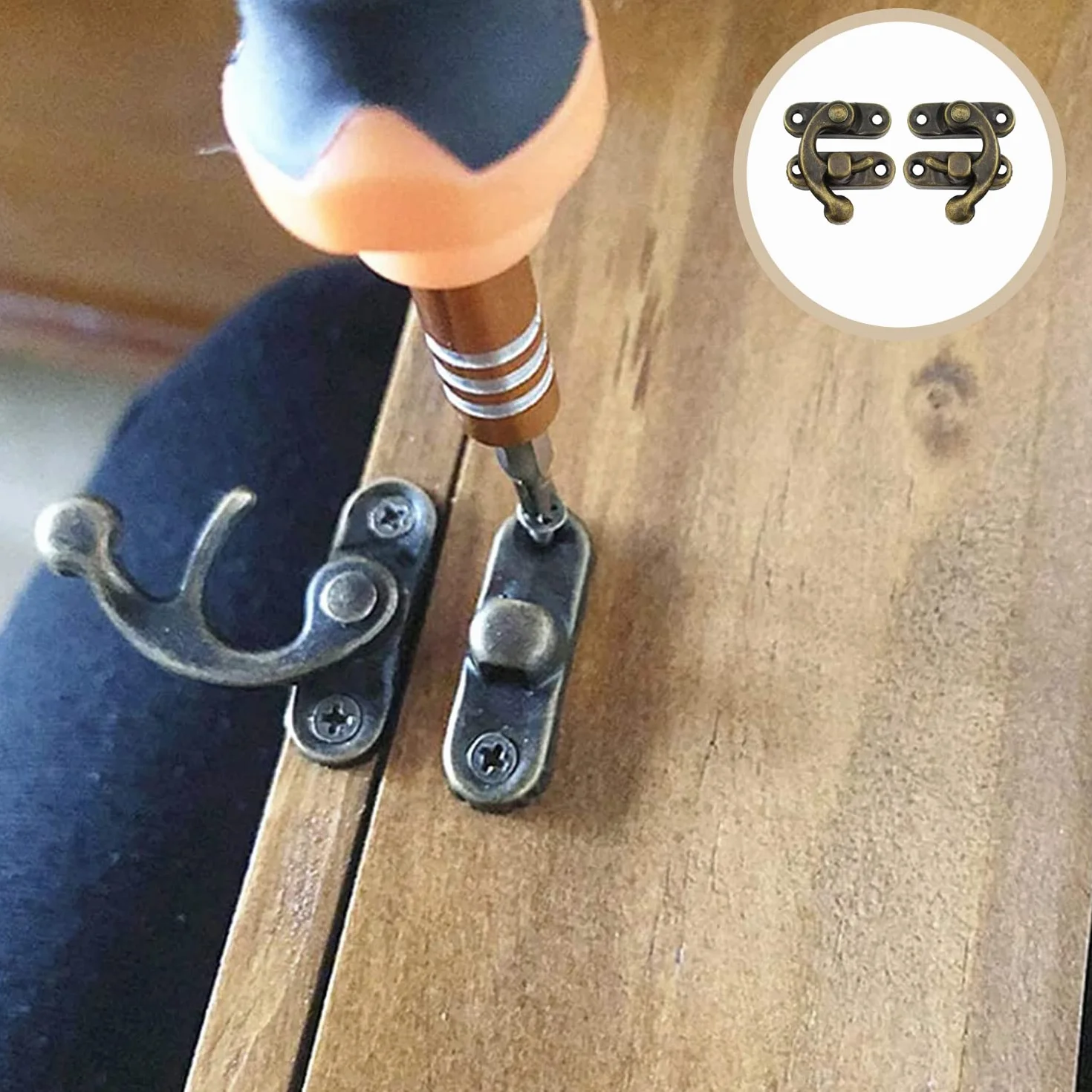 Bronzo Hasp Antico Legno 40 Pezzi Cerniere Per Scatola Con Viti Artigianato Retrò Scatole Regalo