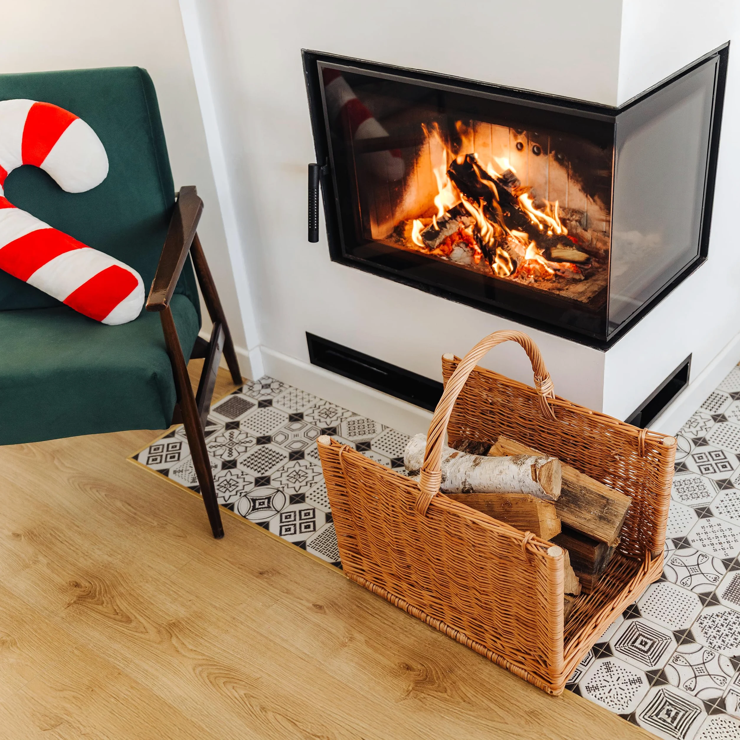 Creative Home Cesto Portalegna da Interno con Manico, Porta Legna in Vimini | Grande Cesto Vimini Rettangolare 50x34x50 cm Leggero | Intrecciato a Mano | Salice Naturale | Multiuso