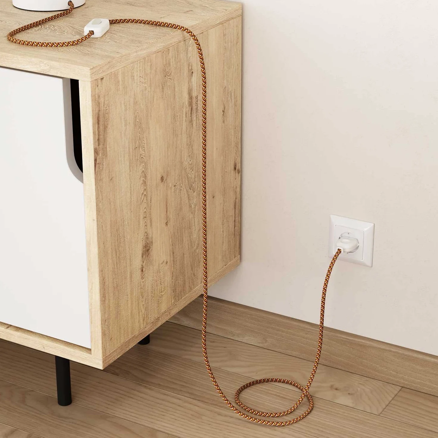 Creative-Cables L'originale cavo elettrico rivestito in tessuto 2 x 0,75 mm² (50 m, Pixel Arancione RX01) – Rotondo, effetto seta – Sicurezza certificata, made in Italy