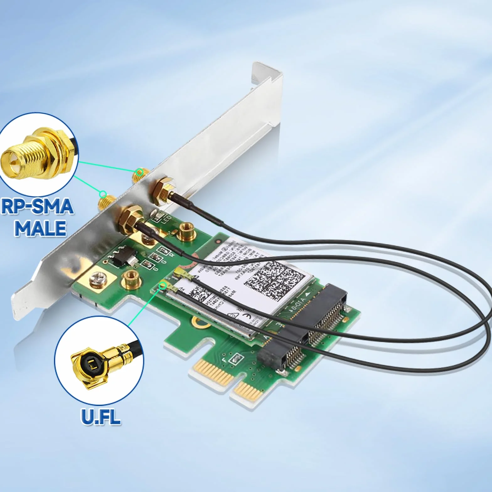 Bingfu Cova Prolunga da Prise Micro Coaxiale 0.25mm a RP-SMA Femmina Antenna WiFi 30 cm per Intel AX200NGW 8265AC 8265NGW 7265AC 9560AC Interfaccia M.2 NGFF Scheda di Rete Wireless Adattatore WiFi