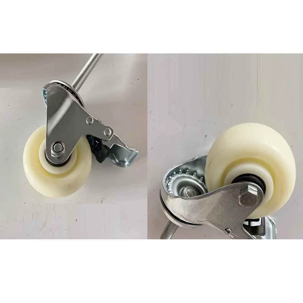 4 Confezione Universale Industriale Ruote M14 perno filettato Girevole Ruote per carichi pesanti Mobili Ruota con Freno Antiscivolo resistente all'usura (Colore : Con Freno, Dimensione : 125mm)
