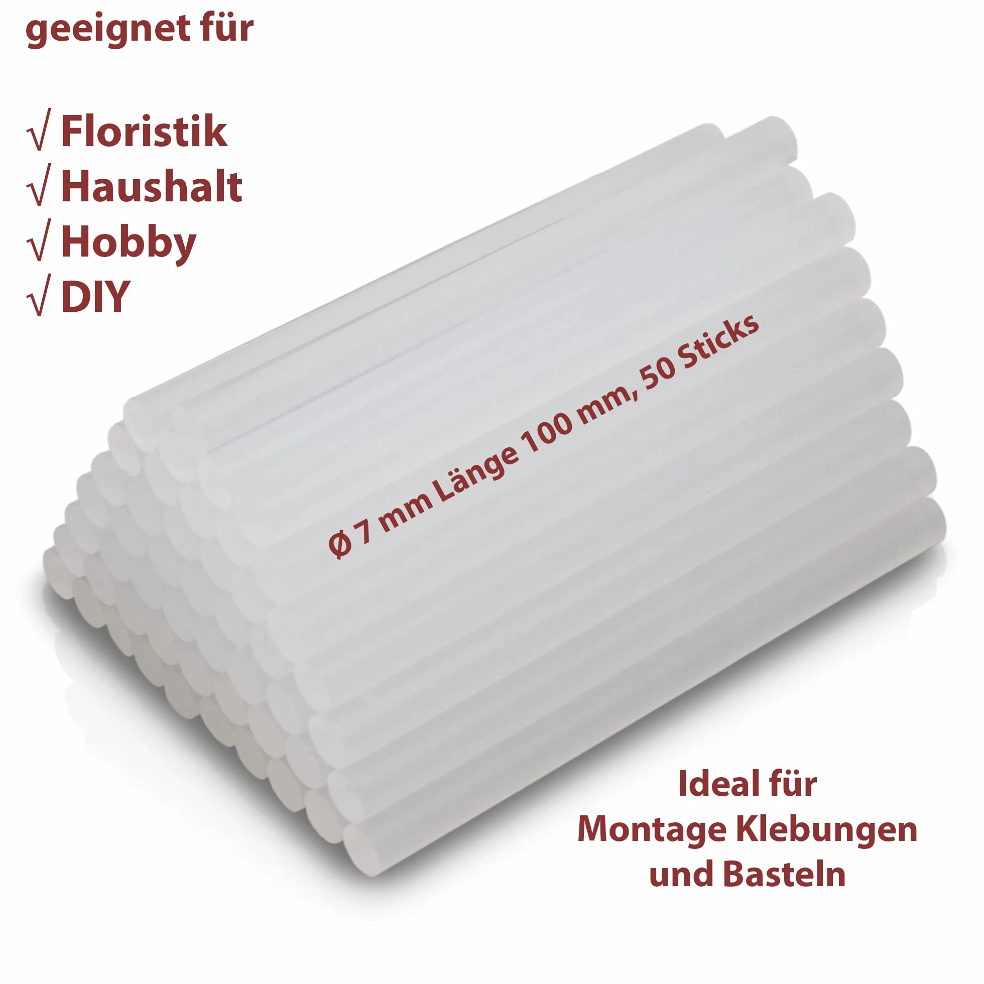JubaX 50 bastoncini colla a caldo trasparenti per pistola colla decorazione bricolage Made in Germany