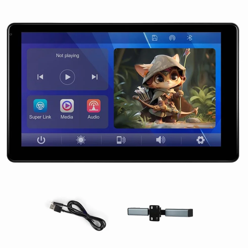 Monitor TV per poggiatesta auto, 9 pollici, multifunzionale, per sedile posteriore, schermo IPS touch screen, lettore video con Carplay e Android Auto