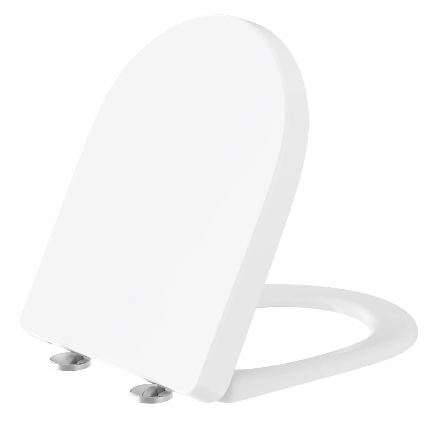 YEAUPE PRO Tavoletta Wc Universale D Forma [LUNGO], Sedile WC Urea-Formaldeide Con Chiusura Ammortizzata e Funzione di Sgancio Rapido, Bianco, modello installaz. incl, 46,4 * 35,9 * 5CM