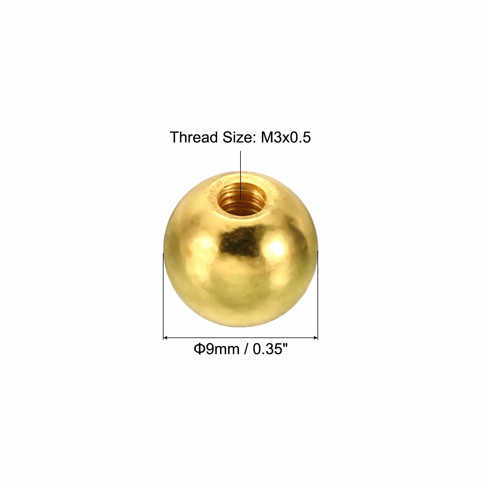 PATIKIL M3 x 9mm Dadi a Sfera Pomelli, Tappi a Sfera Perforazione Acciaio Maniglia Foro Cieco Decorazione Dado Lampada Mobili, Placcatura Oro