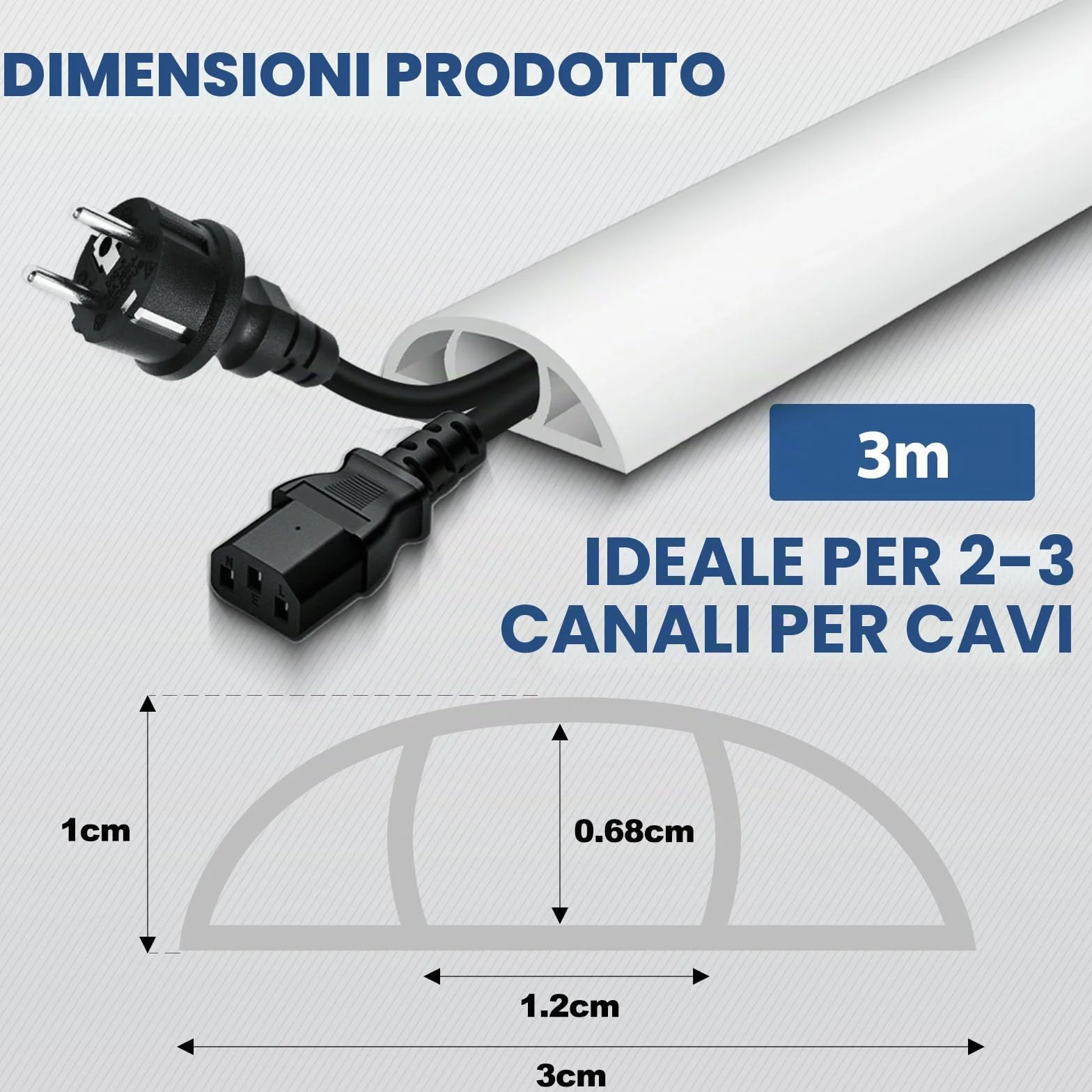 Canalina passacavi adesiva PVC protezioni per cavi a pavimento Bianco 30mm×3m