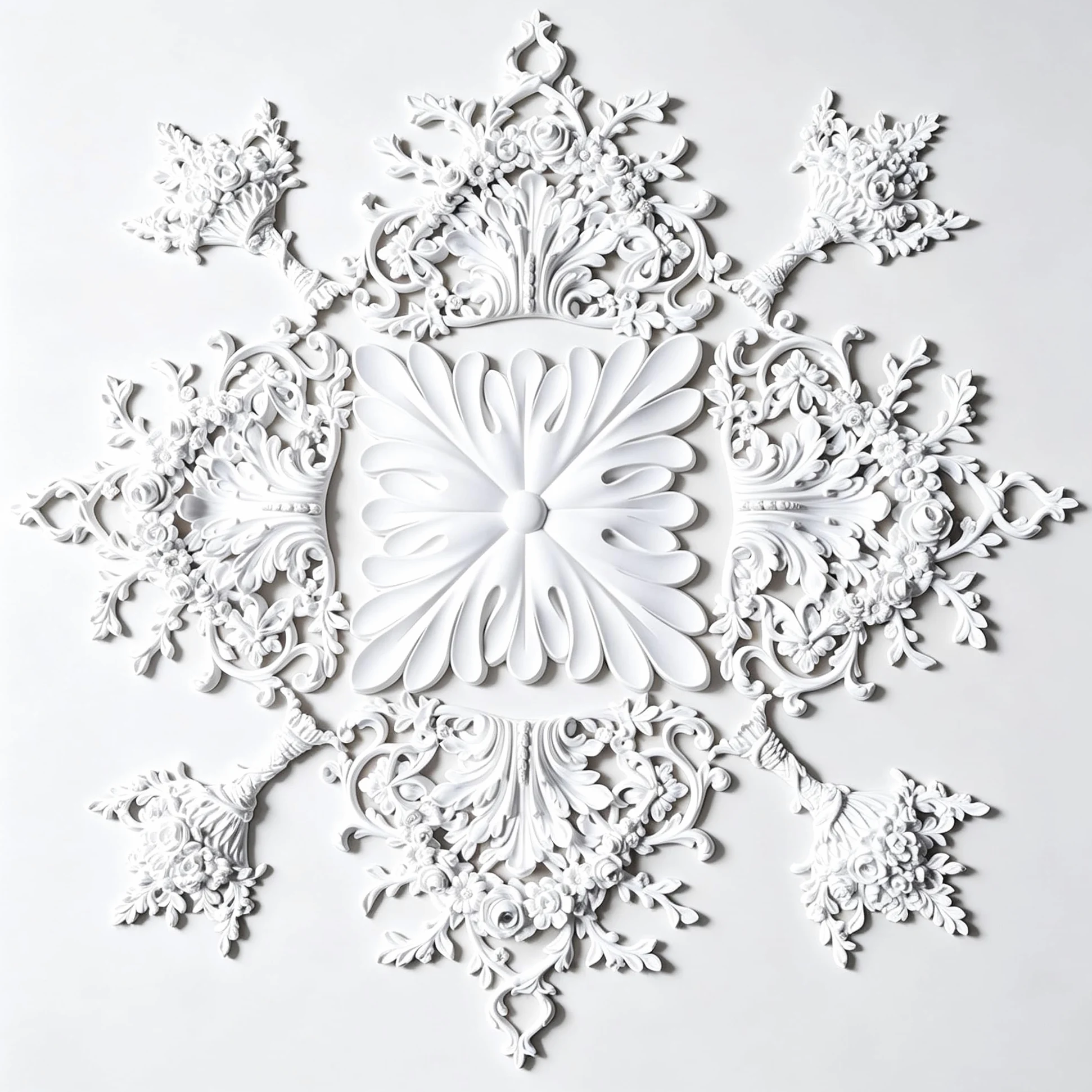 102cm Rosone Lampadario Soffitto Bianco Polistirolo Decorativo | Medaglione del Ventilatore Rotonda Moderno per Pareti Portalampada