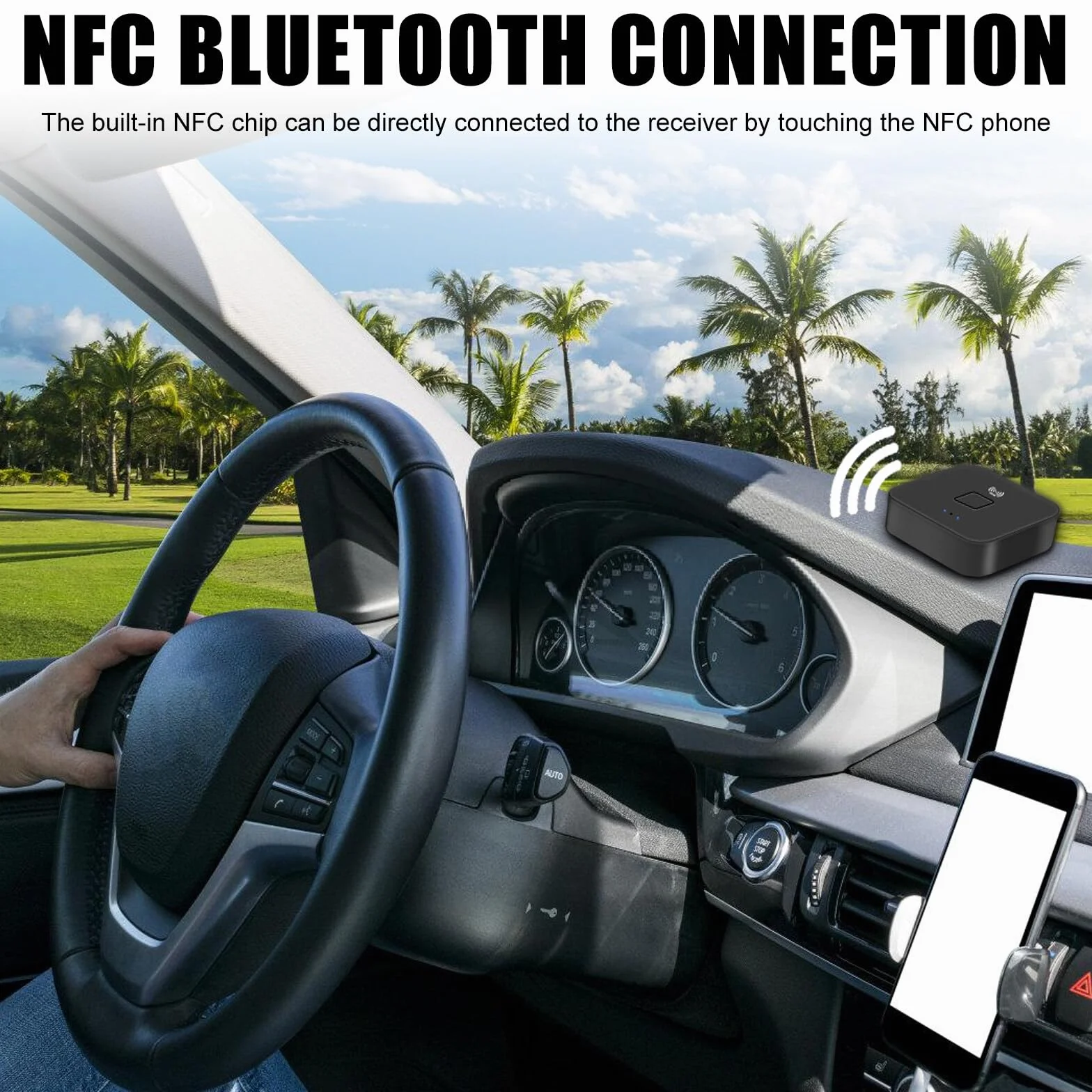 Ricevitore Bluetooth 5.0 NFC, Adattatore Audio Wireless HiFi per Impianto Stereo Con Jack AUX RCA da 3,5 mm per Prodotti Digitali Con Funzione NFC