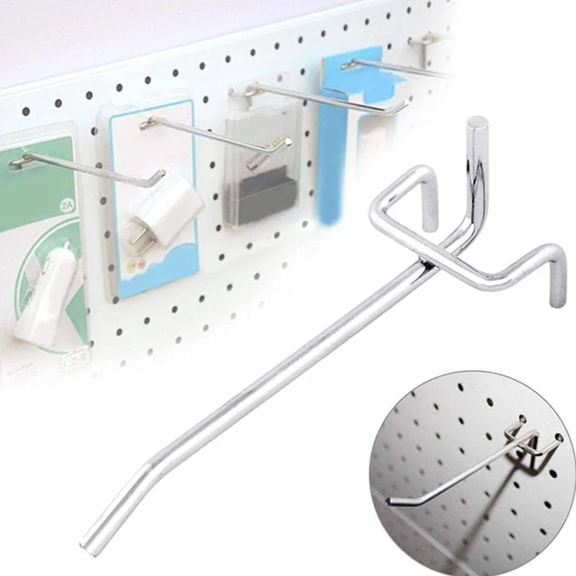 Ganci per Pannelli Forati 50 Pezzi 5cm 10cm Metallo Pegboard