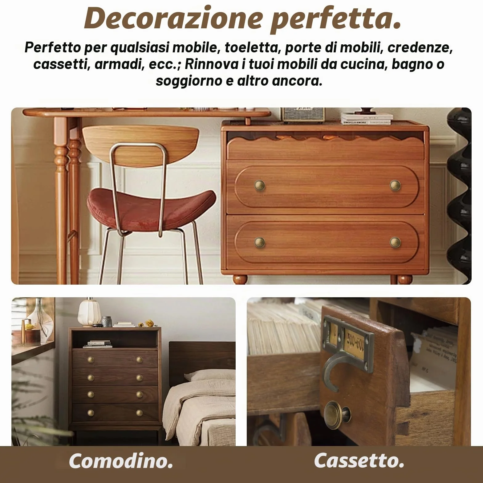 Pomelli per Mobili Vintage 30 mm Bronzo Rotonde 6 Pz