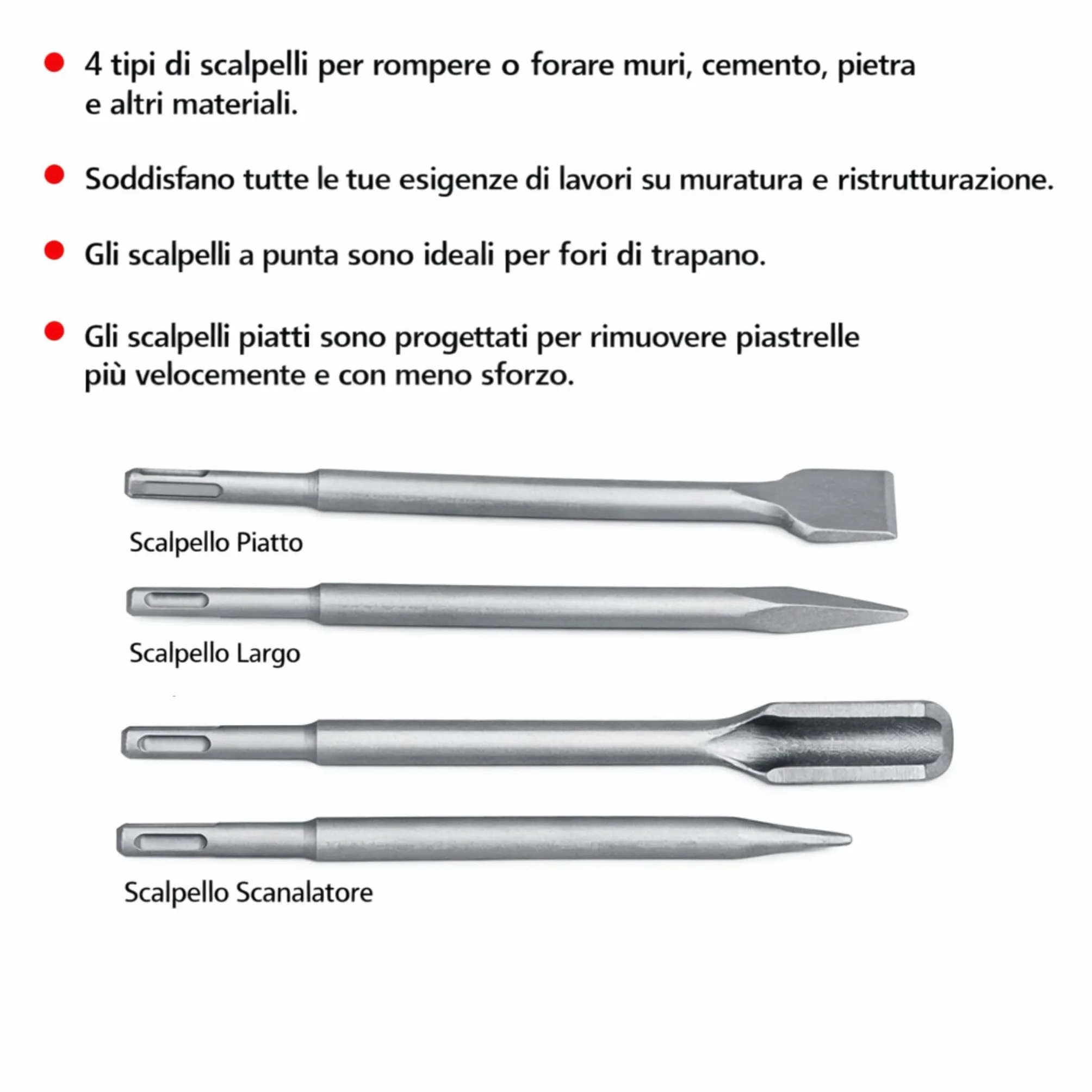 Topolenashop SDS-Plus Set 4 szt. wierteł do betonu, kamienia i muru, VHT02652