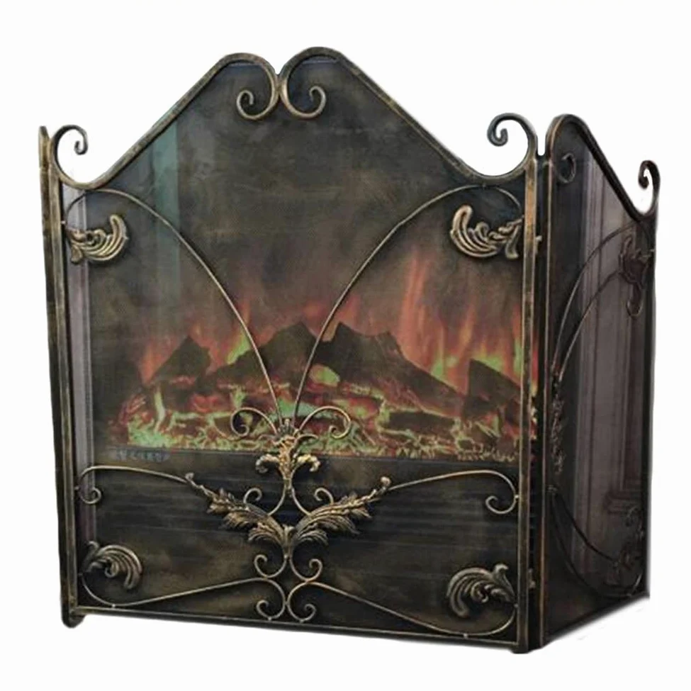 Parascintille Pieghevole a 3 Pannelli, Recinzione per Camino Sicura per Animali Domestici, Schermi per Camini Autoportanti Parascintille ad Arco, Alto 60/70/80 cm - Bronzo (Dimensioni : L100cm× H60cm)