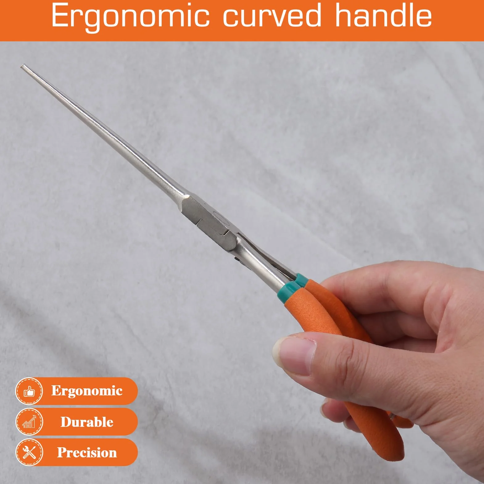 LEONTOOL Pinze ad ago 17,8 cm ganasce seghettate doppia molla cordino per gioielli elettricisti riparazioni