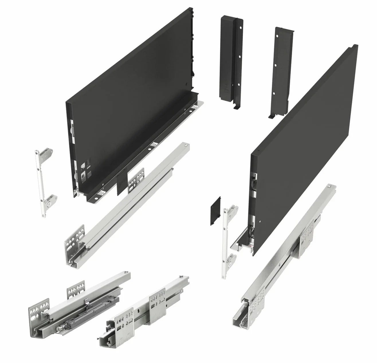 SOTECH Sistema di cassetti JUNKER SLIM con Push to Open (antracite, altezza 199 mm, profondità 450 mm, portata fino a 35 kg) cassetto con telai da 13 mm
