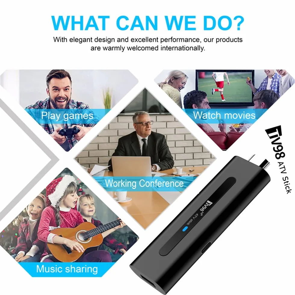 Android TV Stick 12.0 DDR4 2GB RAM 16GB H313 Quad-Core 64bit WiFi5 Dual 2.4G/5G WiFi 4K HDR10+ Ultra USB HD Smart TV STICK box