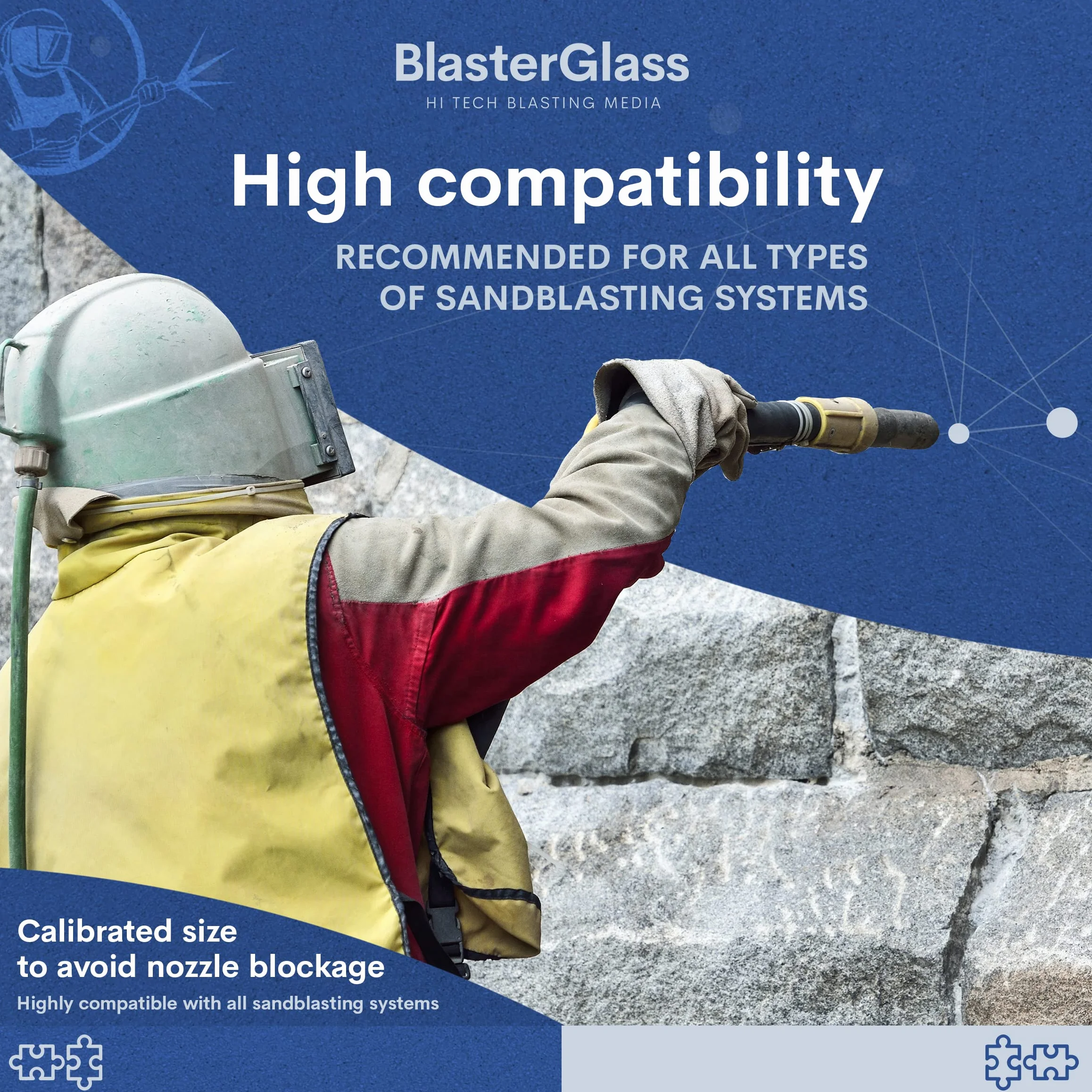BlasterGlass Sabbia Abrasiva di Vetro Riutilizzabile per Sabbiatura a Pressione, Sacco da 10kg