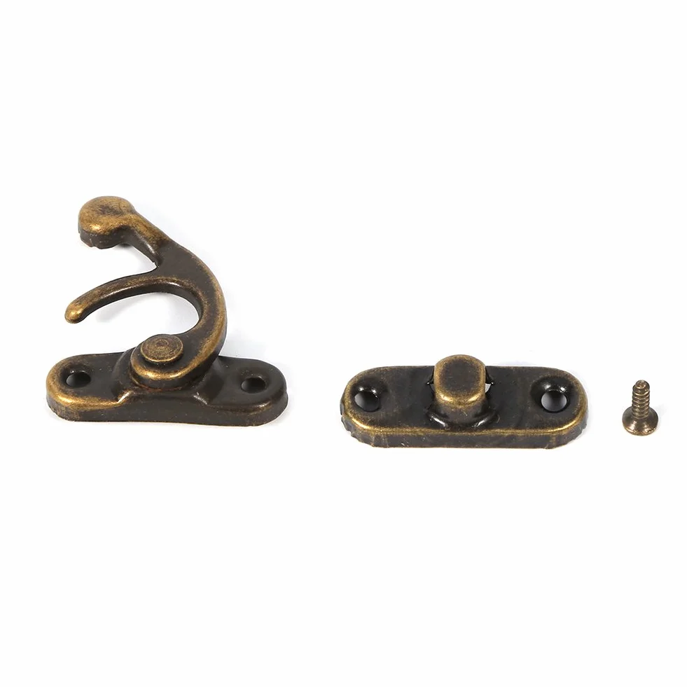 Portagioie Latch Hasp 12X Antique Sinistra/Destra Gancio a Scatto Chiusura Corno Cassetto Cerniera Armadietto con Viti (right-Bronze)