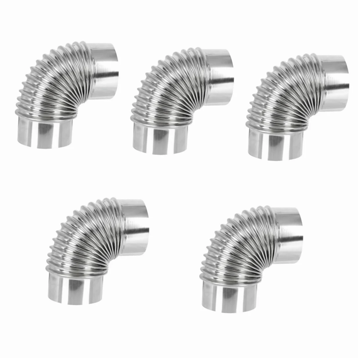 Hemobllo 5pezzi Elbow Chimney Flue Acciaio Inossidabile Gradi Tubo Flessibile Per Scarico Fumi Adatto Per Cucina e Bagno Resistente Alle Alte Temperature