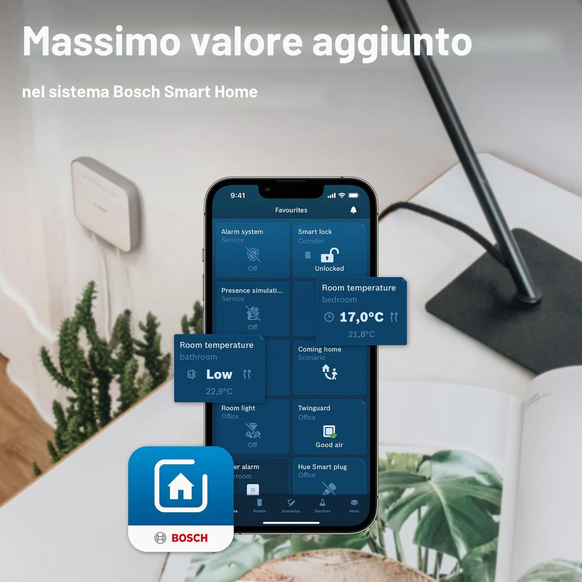 Bosch Smart Home Termostato per radiatore II [+M], termostato intelligente, uso flessibile nel sistema Bosch Smart Home o in sistemi Matter di diversi produttori, set da 3 pezzi