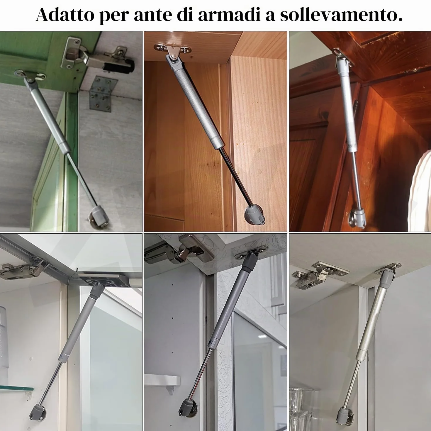Molle a Gas, 80N Martinetto Pneumatico per Mobili, Cerniera Armadio, Braccetto Ammortizzatore per Cerniera di Mobili da Cucina, 2 Pezzi
