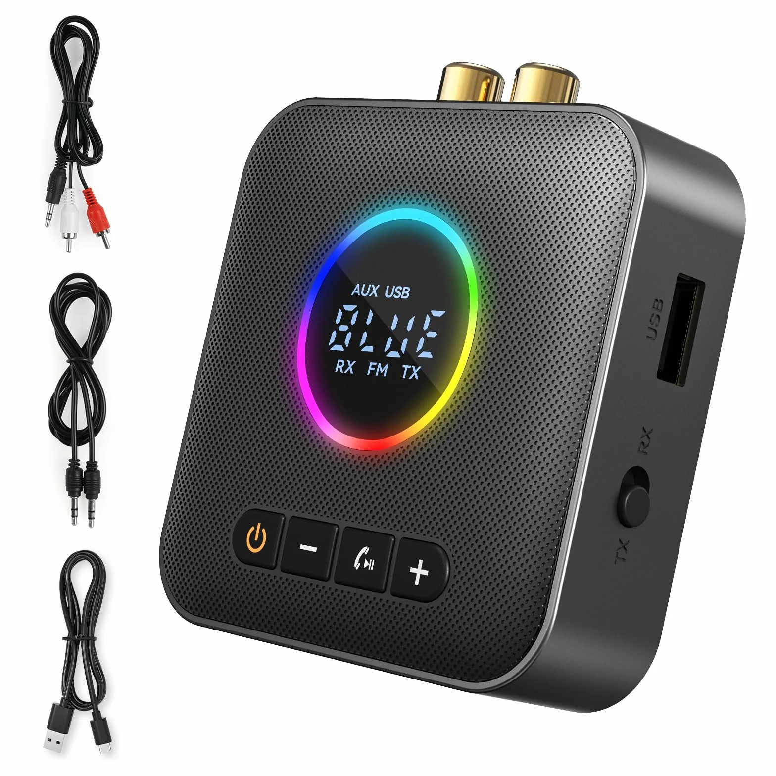 AXFEE Ricevitore Bluetooth 5.4 HiFi, 3.5mm RCA jack Audio, Adattatore Audio, Impianto Stereo, Casse, Bassa Latenza Wireless, per Tablet/Smartphone/PC/laptop/Cuffie/TV