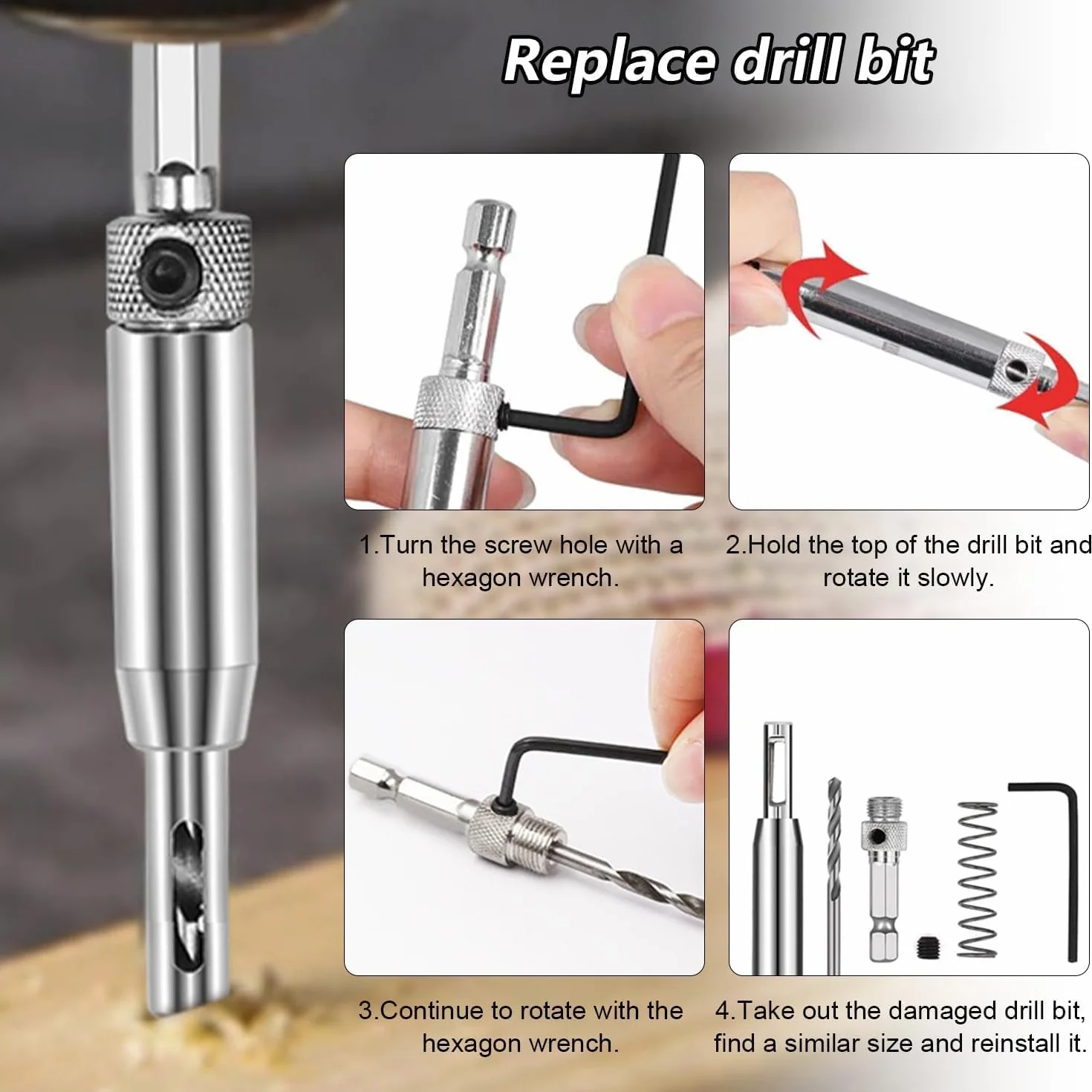 Set Punte per Cerniere Nascoste 35 mm Forstner Legno Trapano Regolabile Dima Cerniere a Scodellino