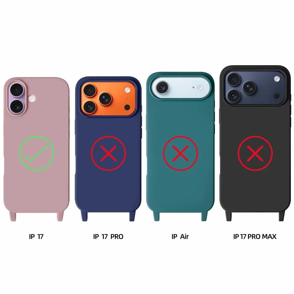 Cover Compatible con iPhone 17(6.3"),Cellulare Girocollo Custodia con Cordino TPU corda Silicone Case Bumper per iPhone 17(6.3") Custodia-Nero