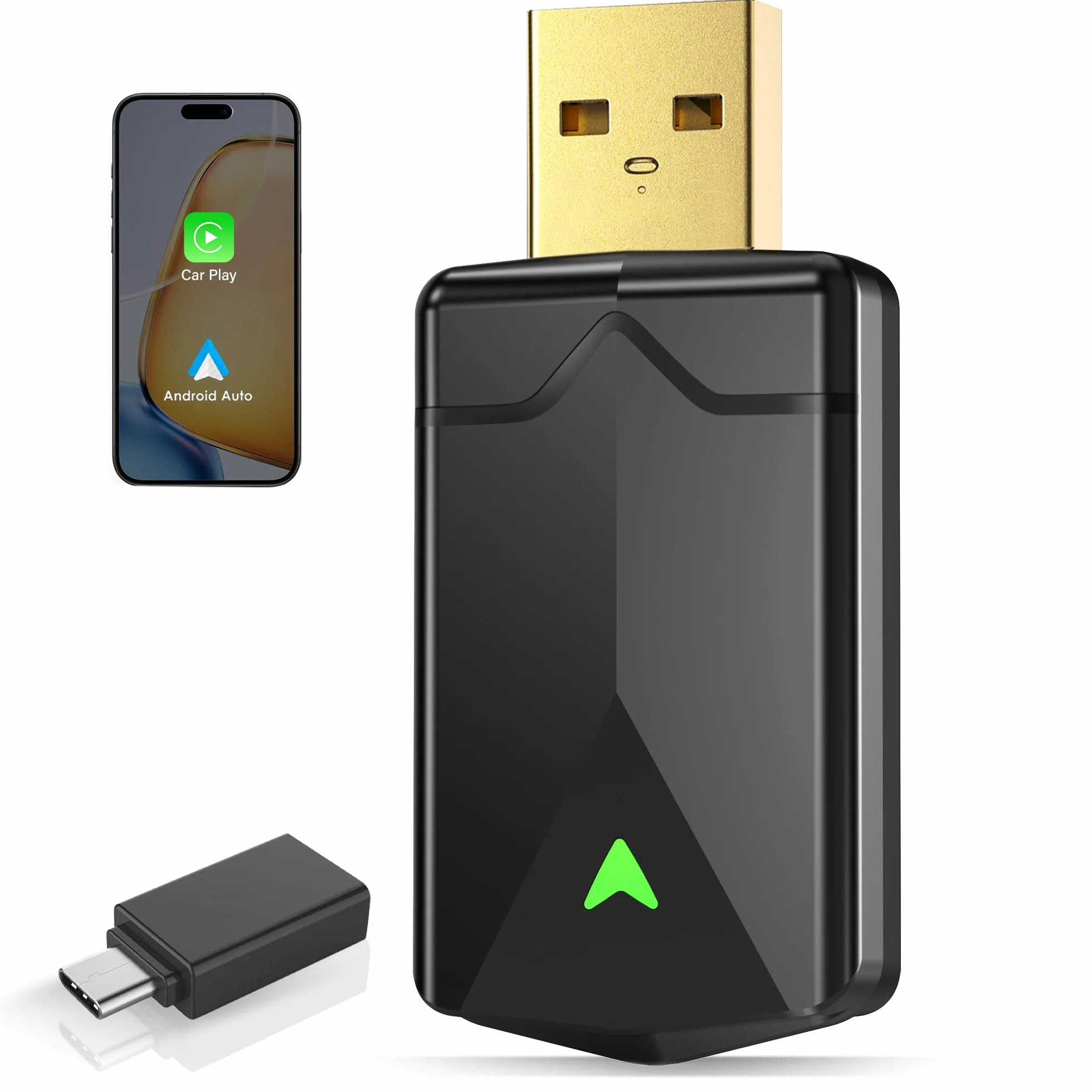 Adattatore CarPlay Wireless – Adattatore Android Auto Wireless, Wi-Fi 5,8GHz Plug & Play, Mini e Stabile, iOS 10+/Android 10+, Connessione Automatica Rapida per Auto dal 2016 in poi (11 Pezzi)