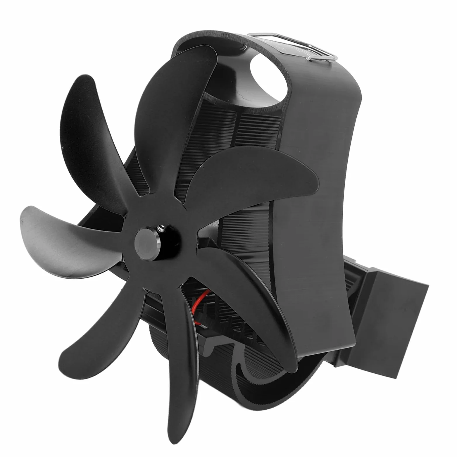 HEEPDD Ventilatore per Stufa a Legna Alimentato a Calore a 7 Pale con Supporto Magnetico Silenzioso, per Canna Fumaria del Camino, Circolazione del Calore Ecologica (BLACK)