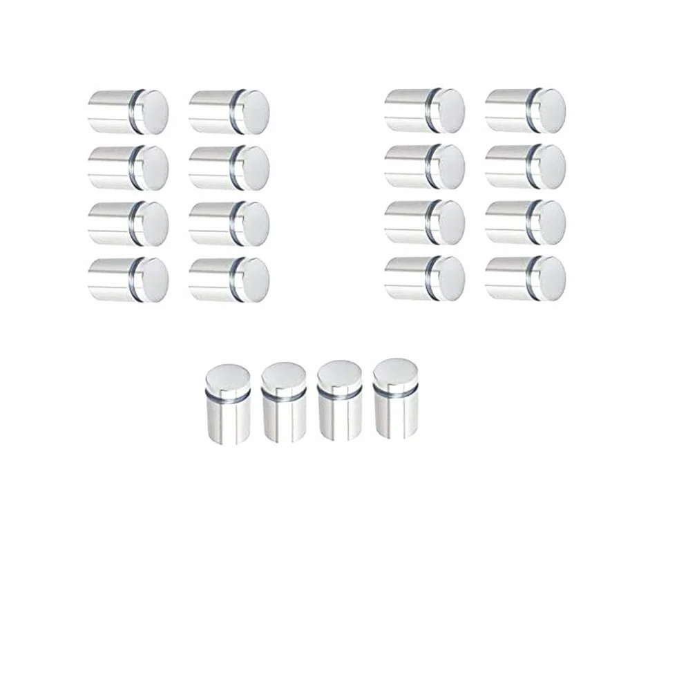 Argento Pubblicità Chiodi Hardware Supporti Distanziatori di Vetro Fissaggio Montaggio a Vite 20 x 12 mm