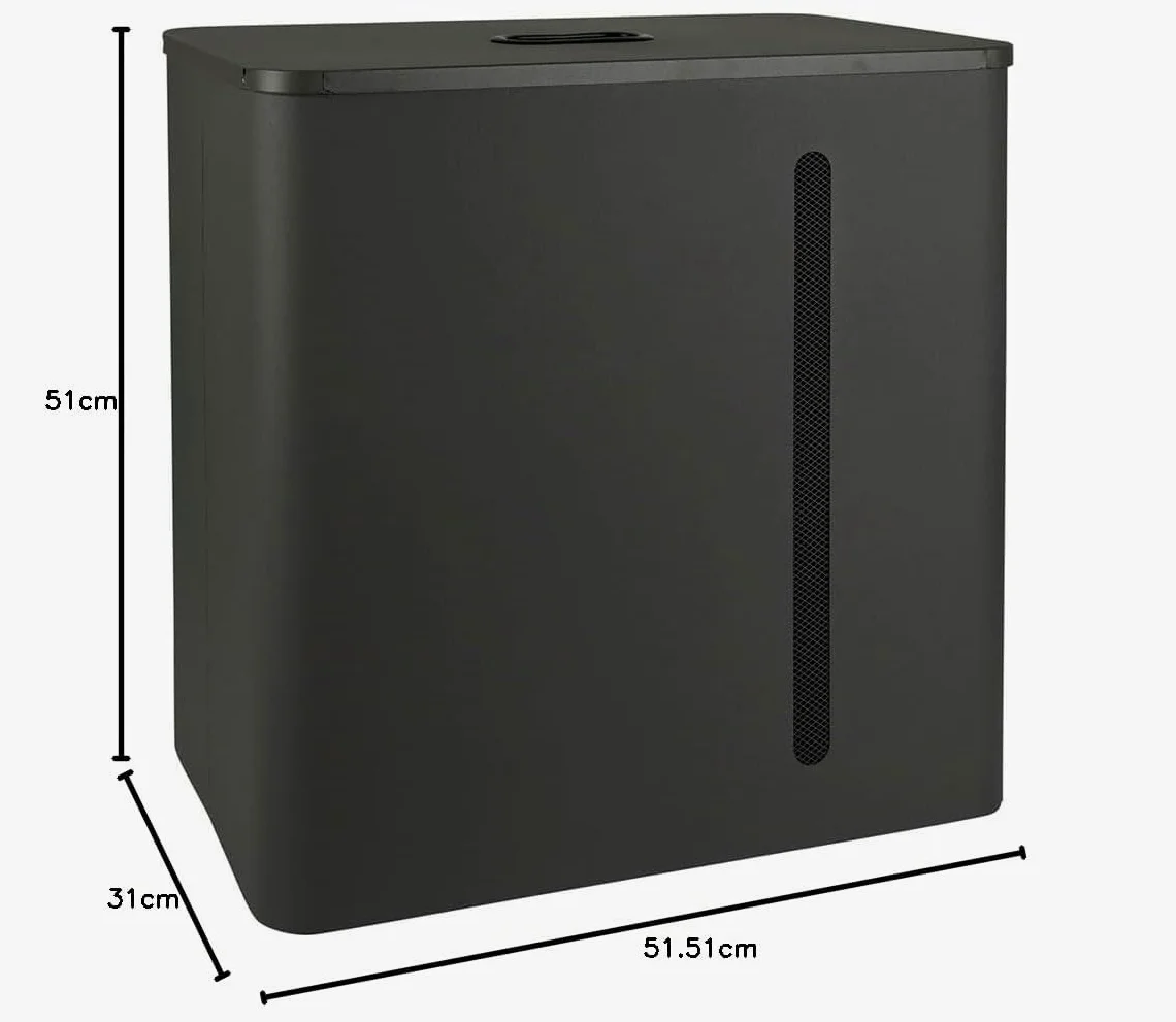 RUECAB - Scatola per pellet, contenitore per pellet - Capacità: 70L - Con coperchio - Materiale: Acciaio - Dimensioni: 51 x 51,5 x 31 cm - Forma rettangolare - Stock 3 sacchi di pellet da 15 kg