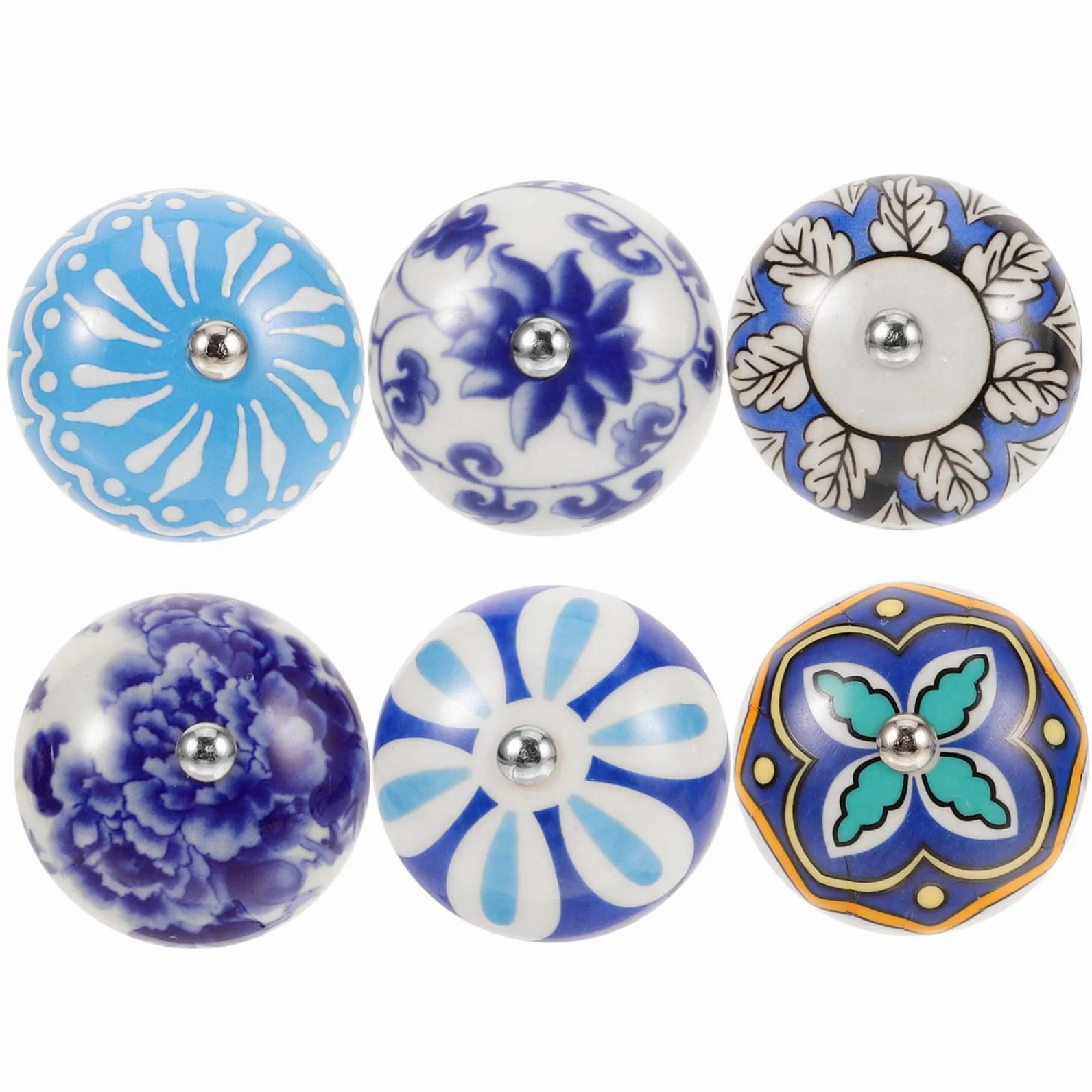 Lurrose 4 Set Manico in Ceramica Pomello Da Comò in Porcellana Maniglia Cassetto Chiave Cucina Pomello Per Armadio Monoforo Decorativo Per Comò 6 Pezzi*4