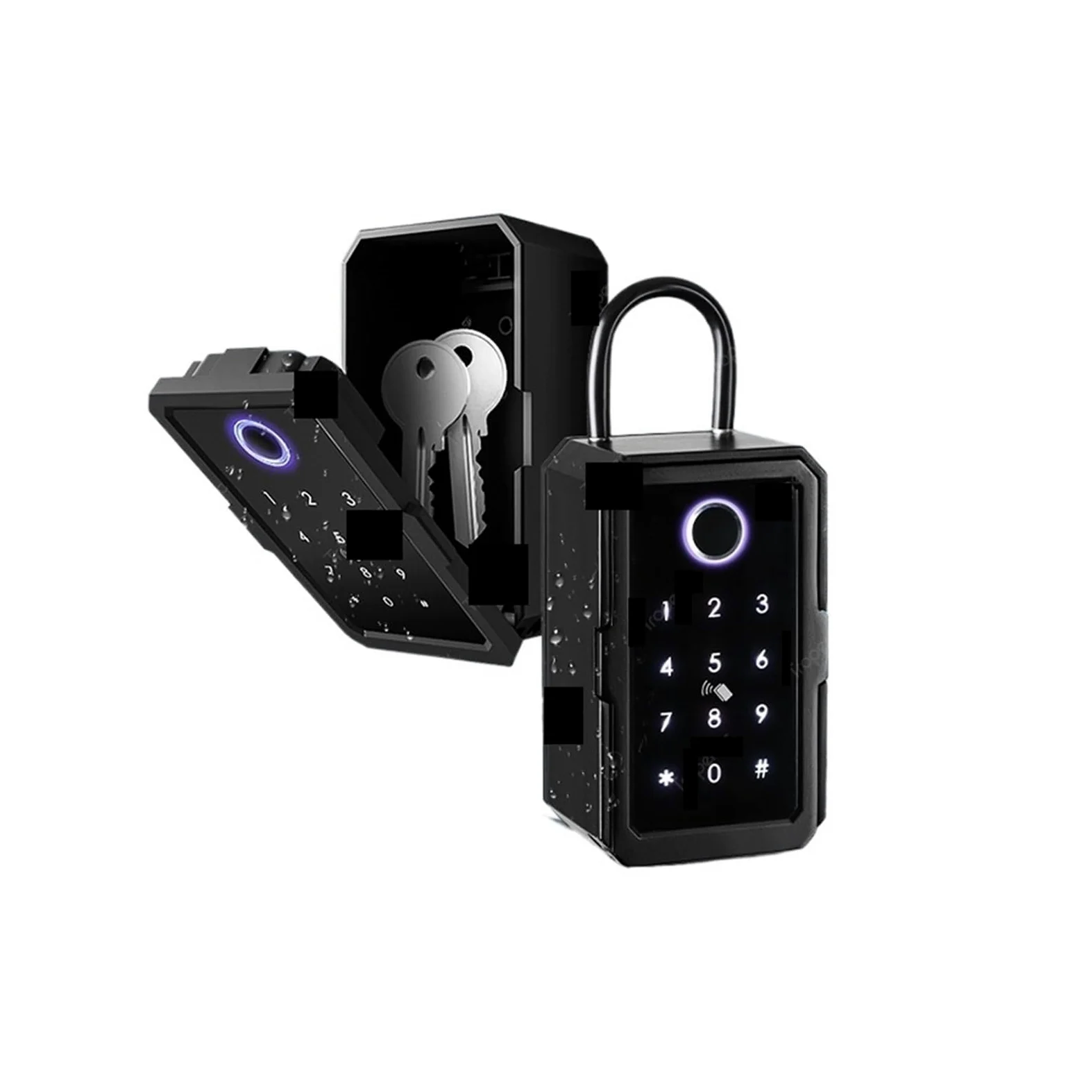 Cassetta di sicurezza, Cassetta di sicurezza intelligente con accesso remoto, in metallo, impermeabile, for nascondere le chiavi, codice digitale Finrprint e app