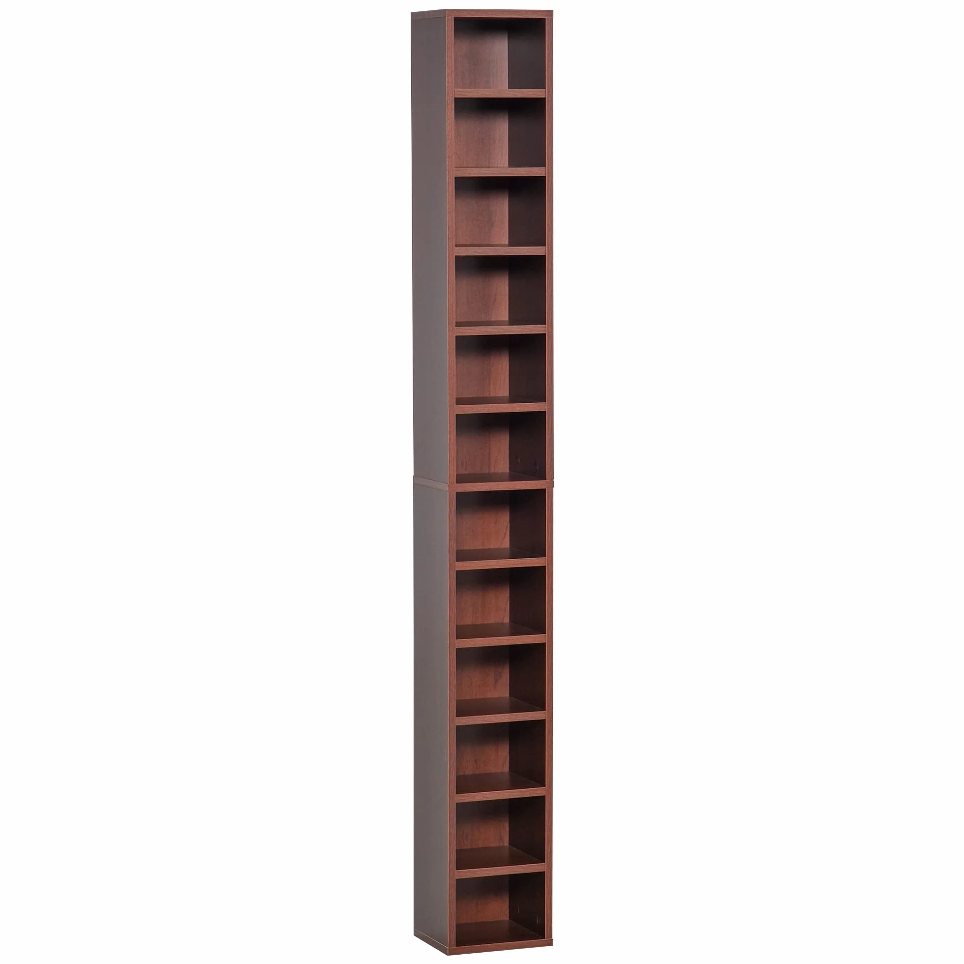HOMCOM Mobiletto porta CD da Parete con Mensole semplice elegante funzionale in Legno mobile marrone 21 x 20 x 175cm