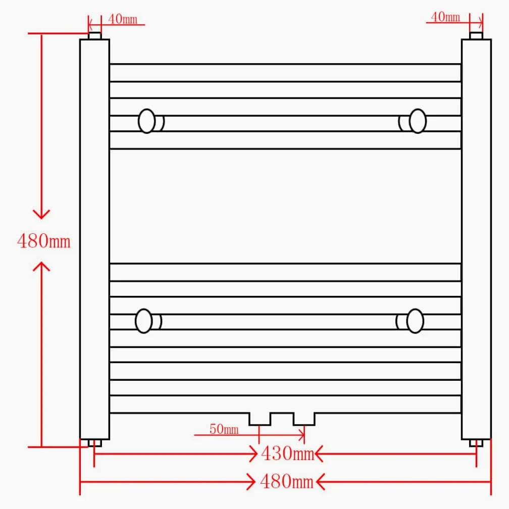 vidaXL Radiatore Centrale Portasciugamano Curvo Nero 480 x 480 mm